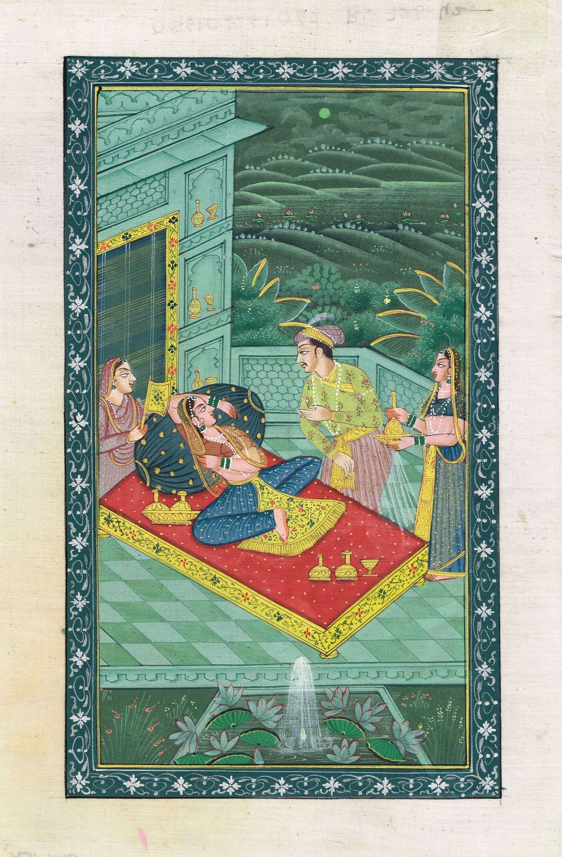 Handmade Mughal Empress & Emperor Miniature Painting on Silk (7x11 Inches) - image 3