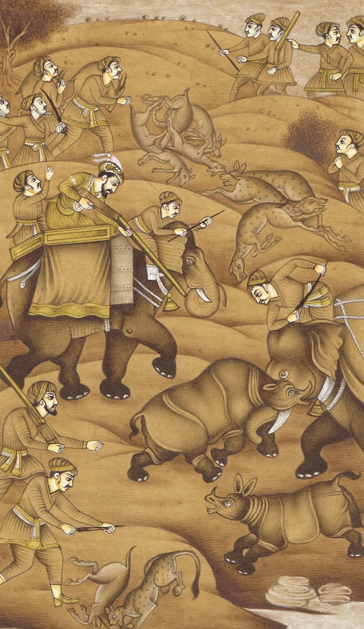 Prince Salim Hunting Art: Handmade Indian Miniature Painting on Paper (4.75x8 Inch) - image 5