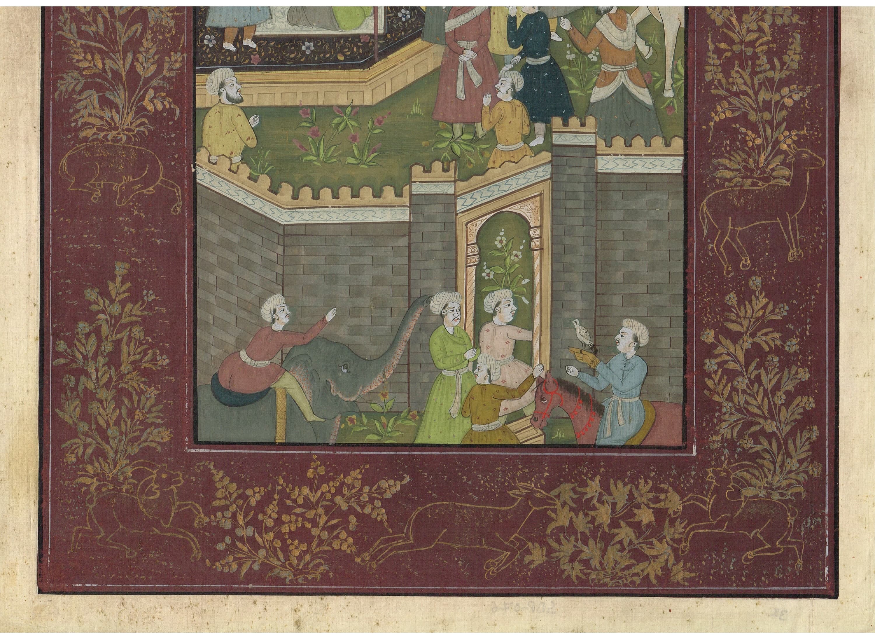 Vintage Persian Miniature Art Painting: Darbar Court Scene on Silk (16x21.5 Inches) - image 5