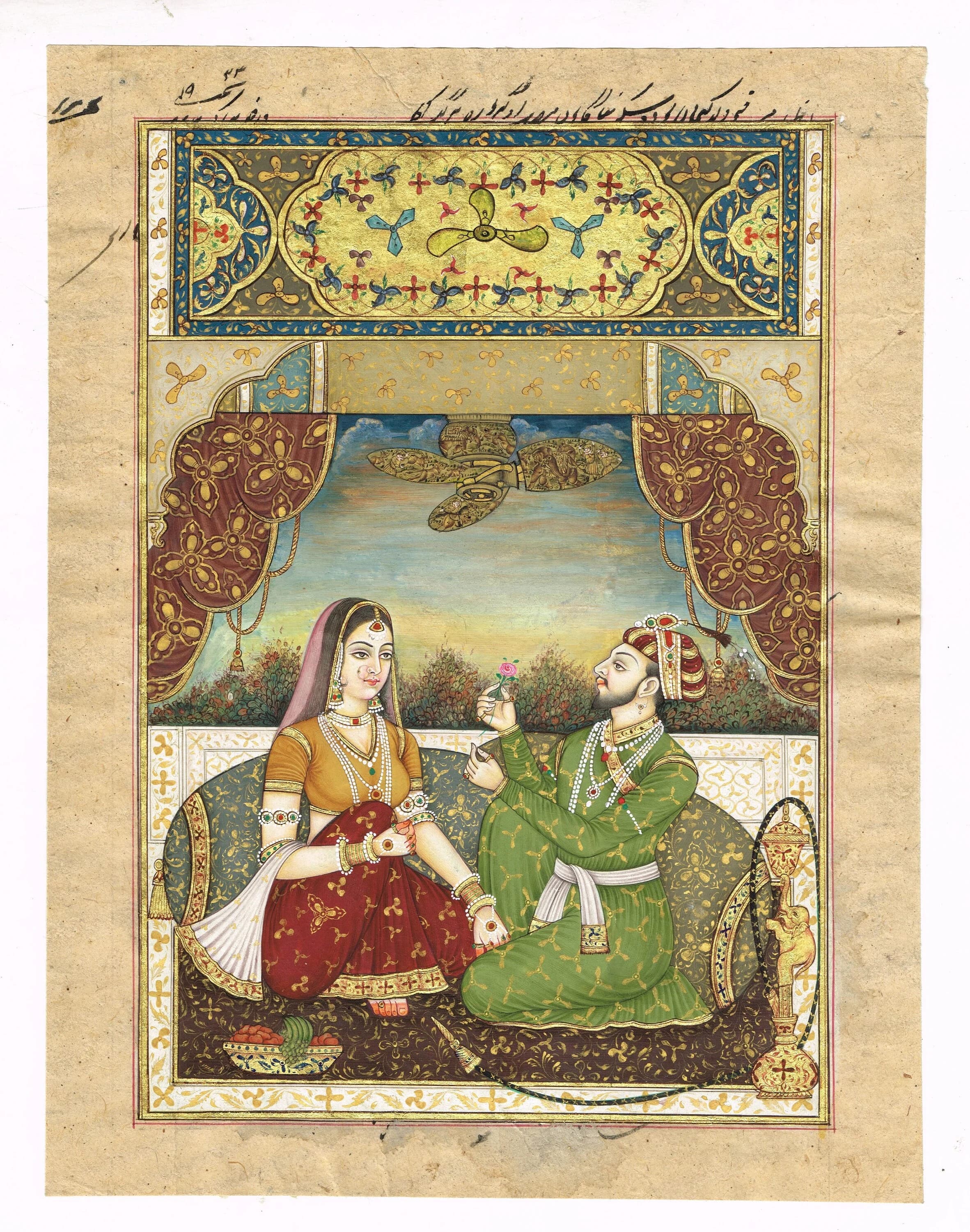 Mughal Emperor Shah Jahan Miniature Painting: Royal Palace Art (8.5x11 Inches)