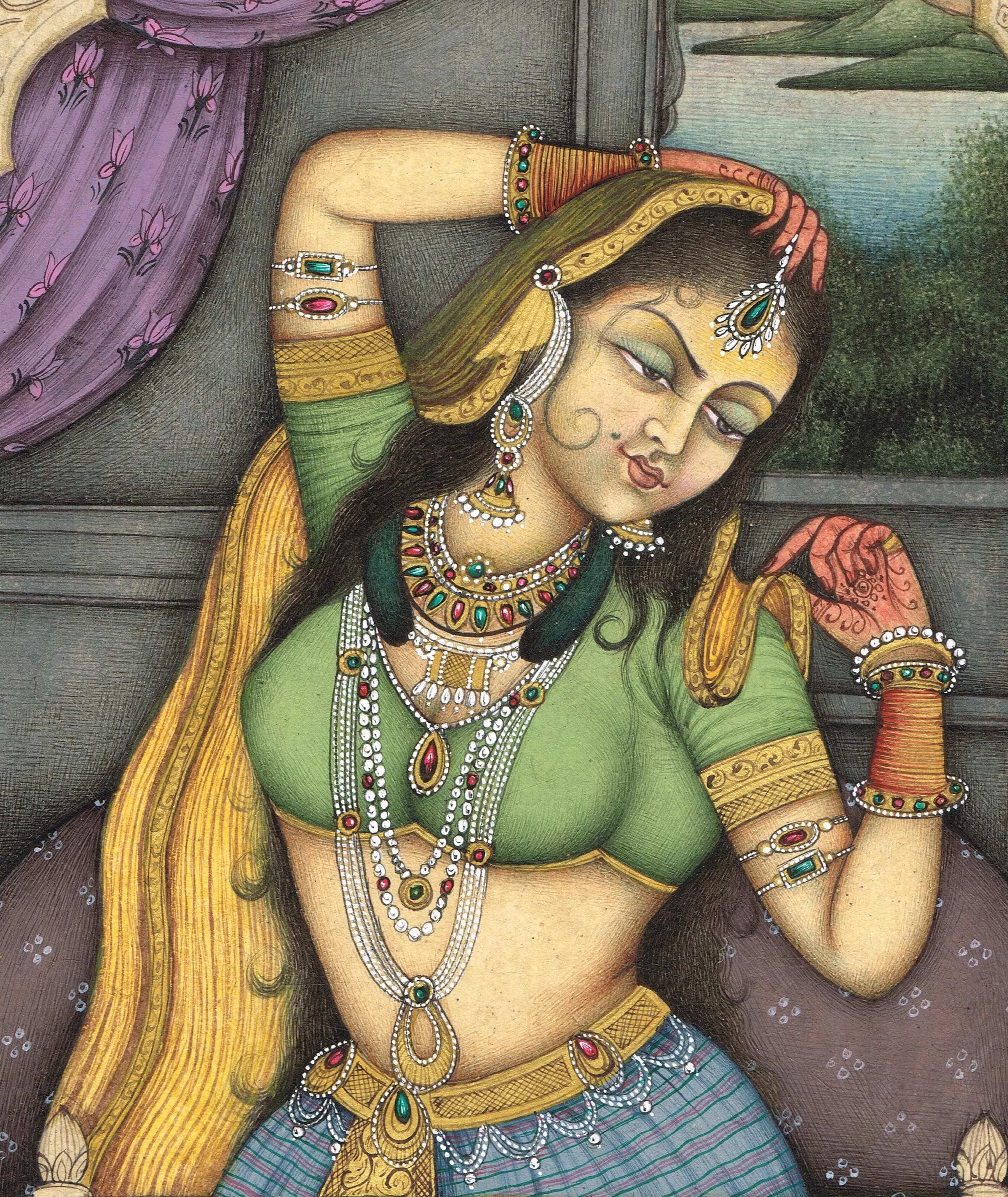 Mughal Empress Miniature Painting: Handmade Indian Art (5.5x9 Inches) - image 5