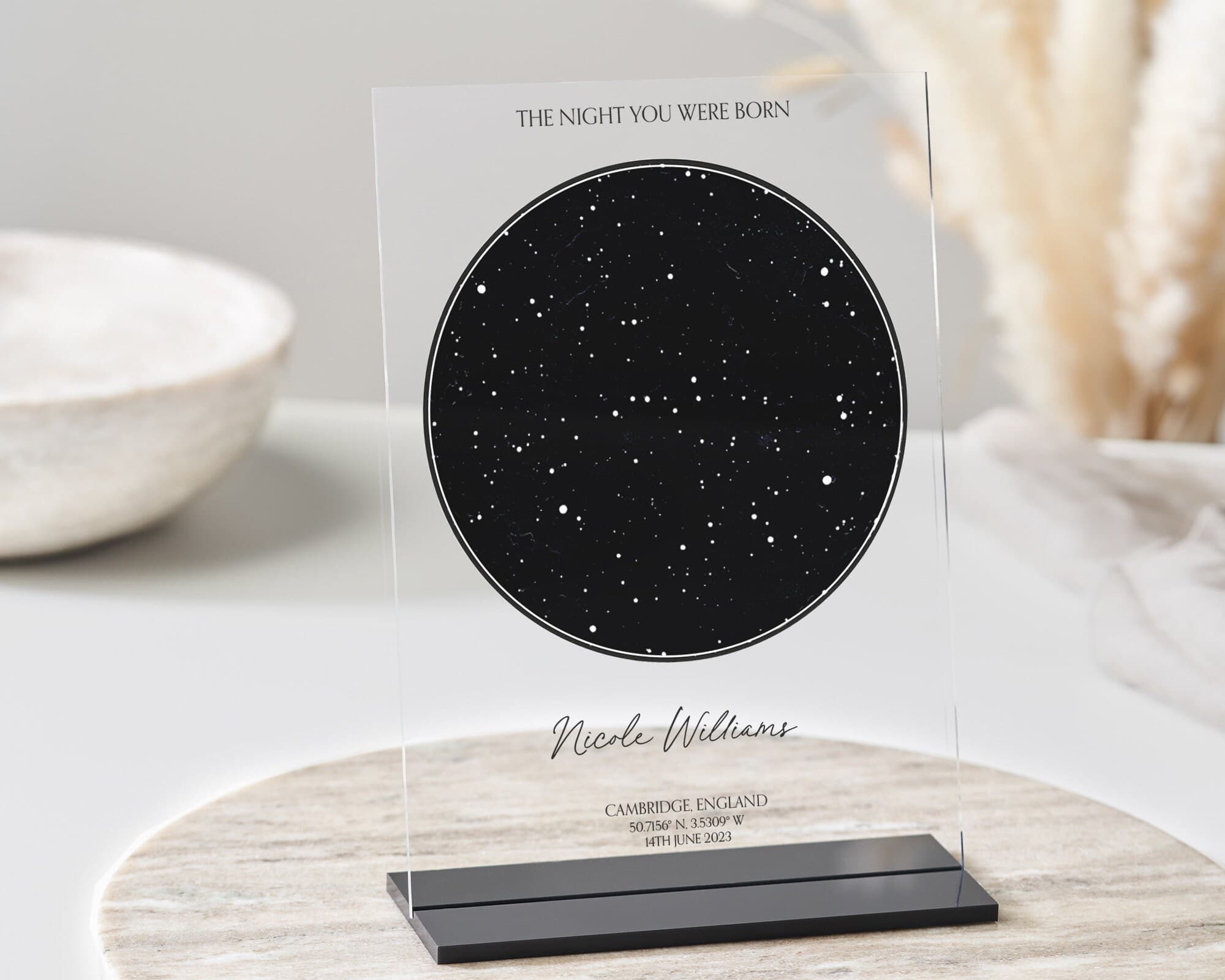 Custom Birthday Star Map, Personalised Constellation Gift with Stand, 18th, 21st, 30th, 40th, 50th, 60th, 70th, Gift for her, Gift for him - image 5