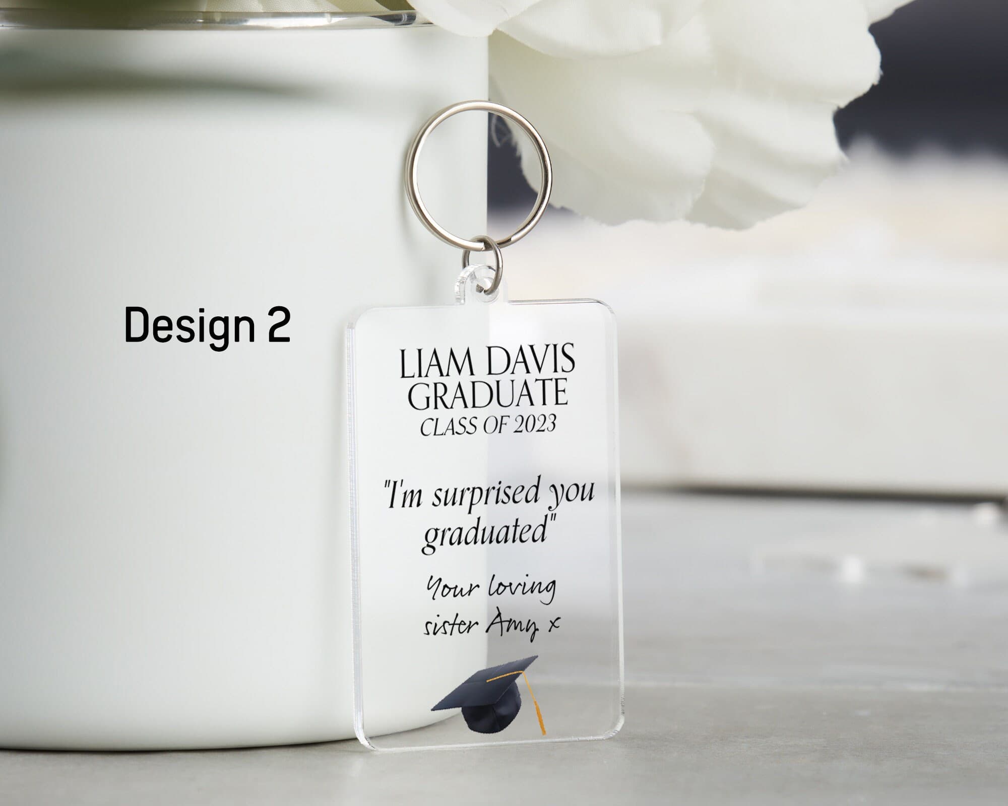 Best Friend Graduation Keyring, Funny gift for Graduate, Custom Quote Keychain for Graduation, Graduation Gift for Sister, Bestie Grad Gift - image 4
