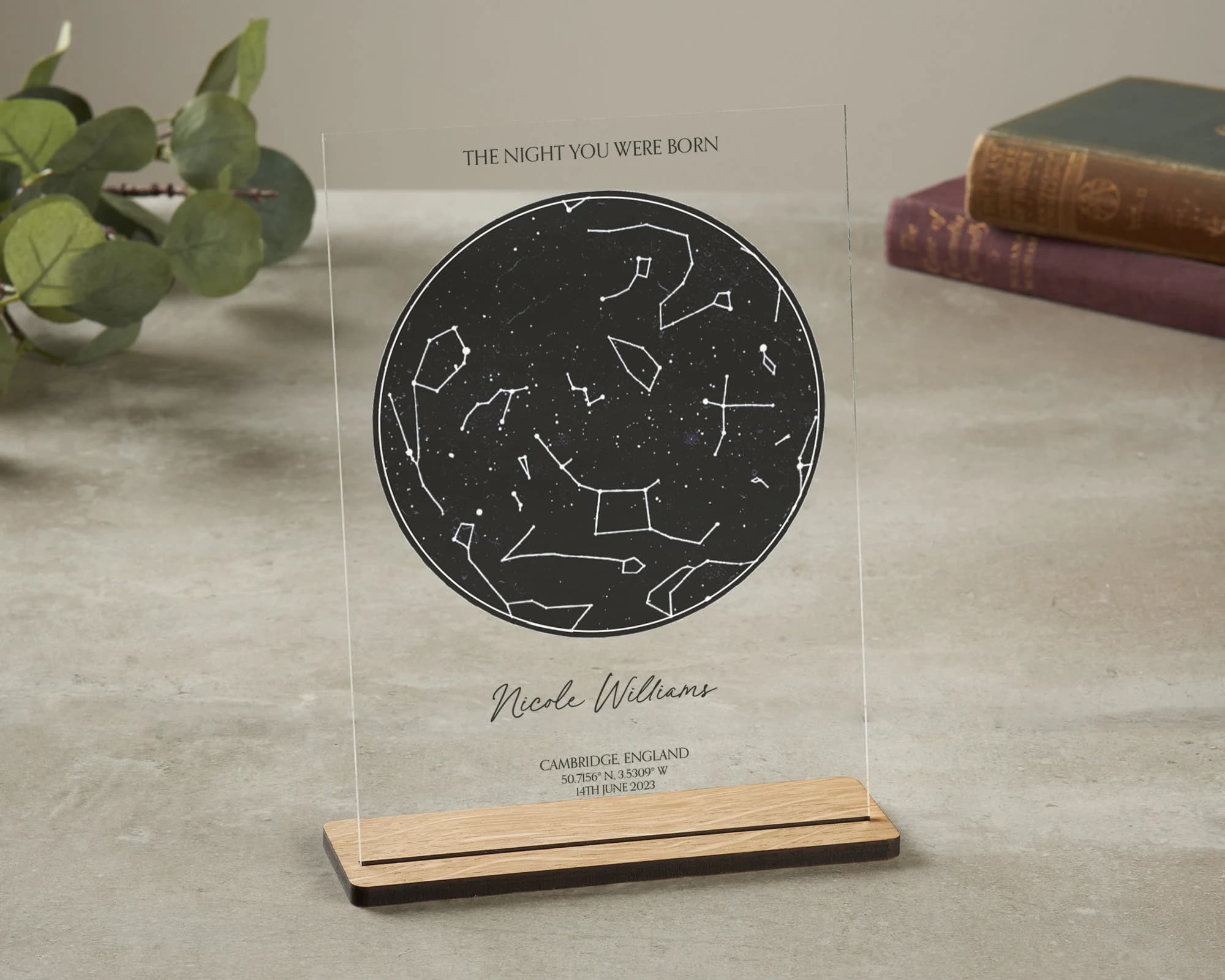 Custom Birthday Star Map, Personalised Constellation Gift with Stand, 18th, 21st, 30th, 40th, 50th, 60th, 70th, Gift for her, Gift for him