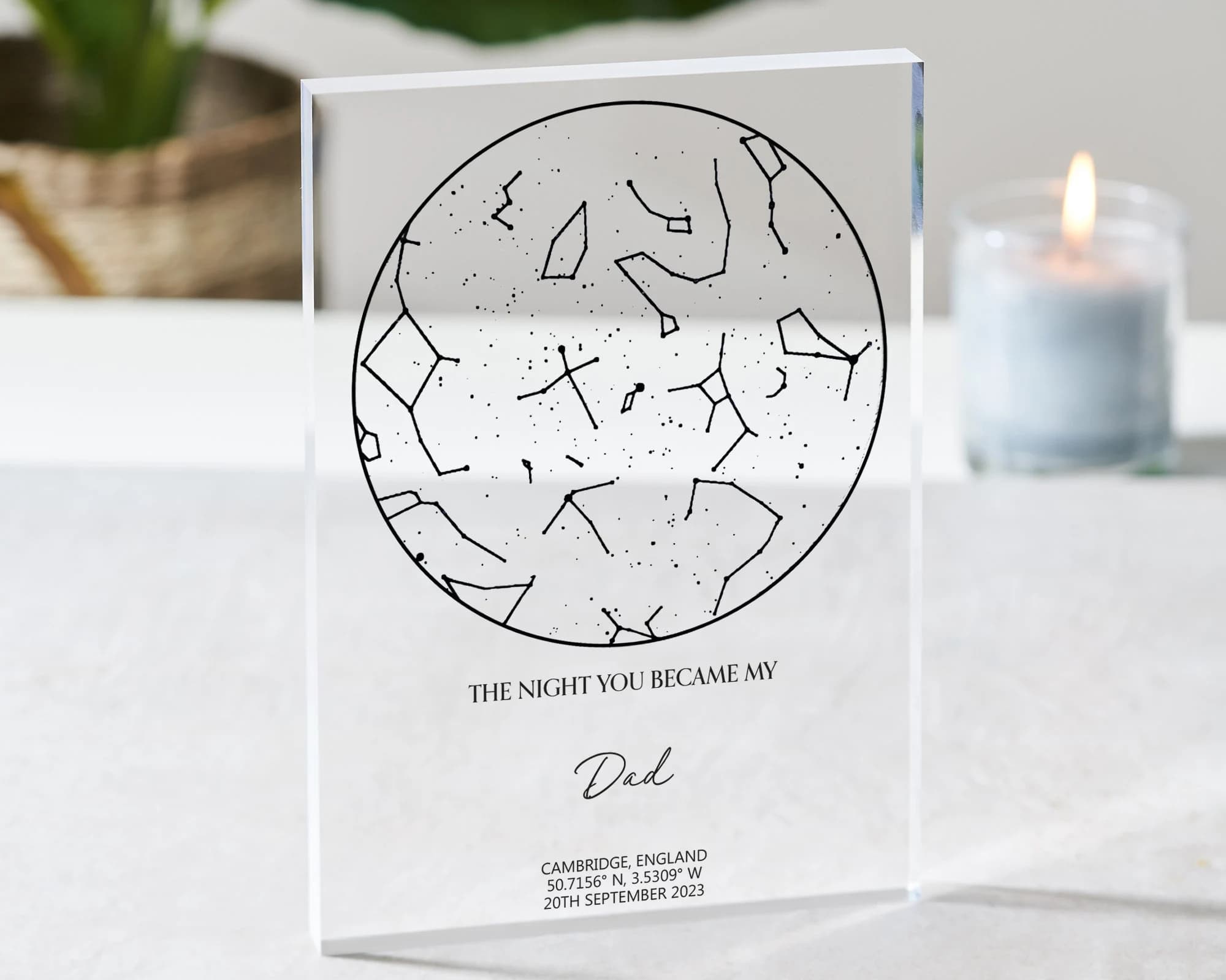 Personalised Constellation Acrylic Block, Personalised Constellation Star Map for him, Gift for Dad, FathersDay, Star Map, Birthday Gift Dad