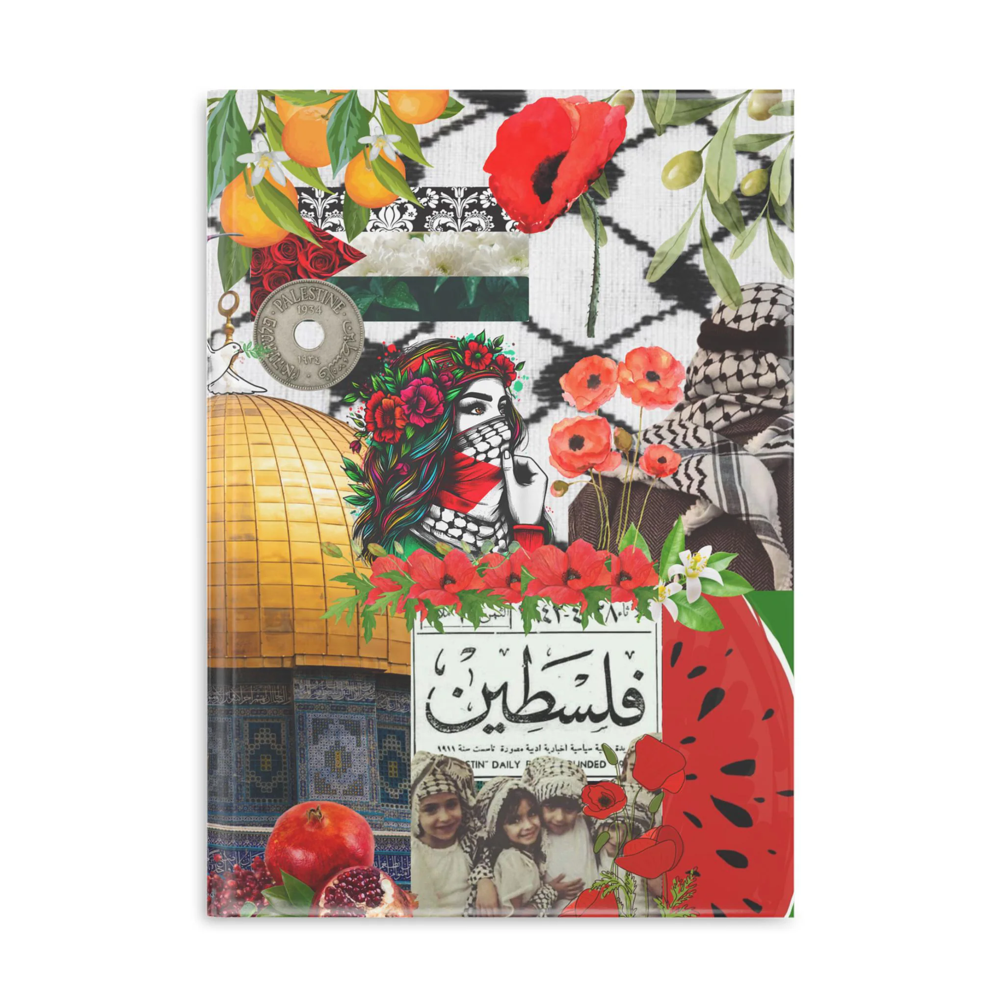 Palestine Hardcover Notebook, Palestinian Symbols Journal, Puffy Covers Notebook, Palestine Gifts, Palestine Souvenir, Palestine gift