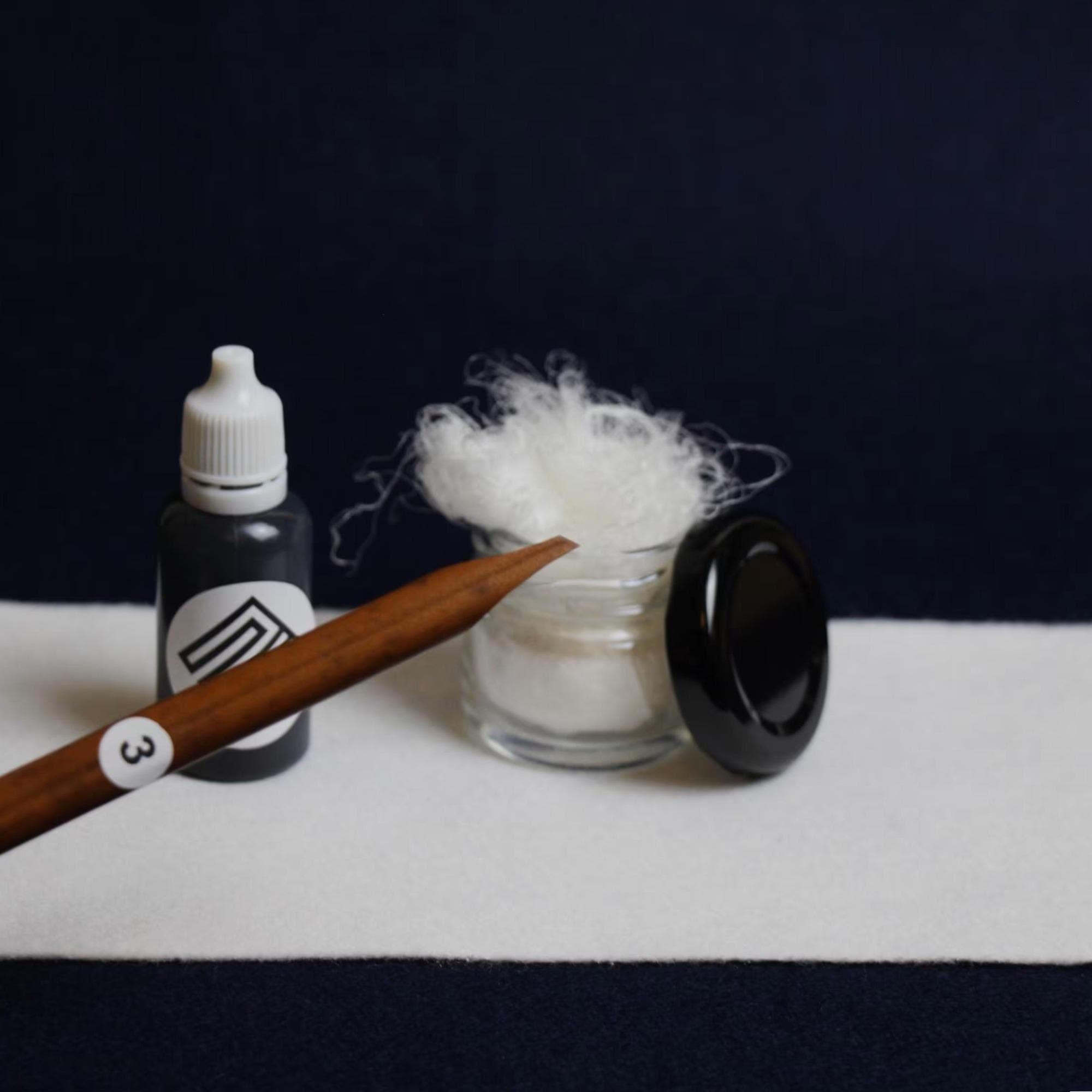 Bare essentials set for Arabic calligraphy - qalam pen, ink, inkwell, likka