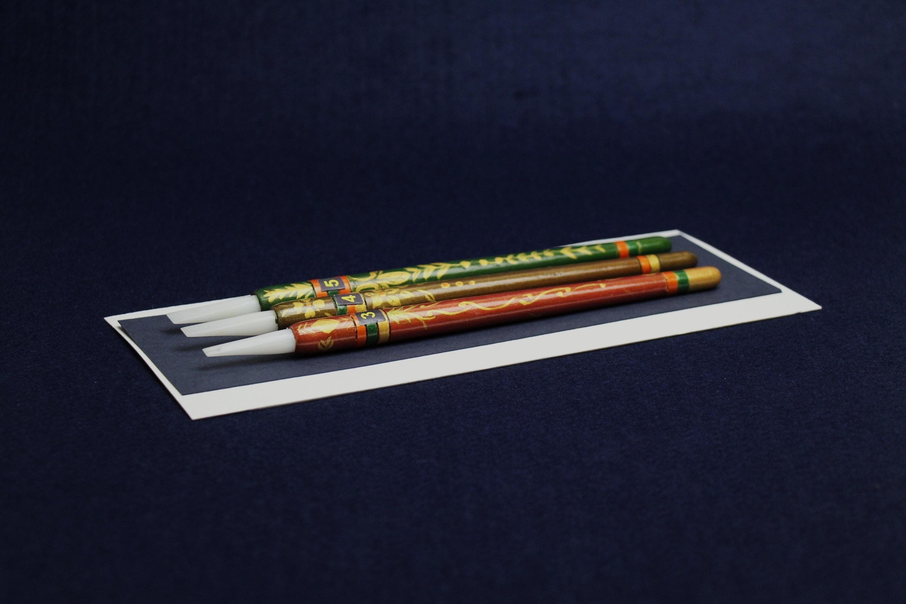 Set of 3 qalam pens for Arabic calligraphy with acrylic nib and painted handle: 3-5 mm