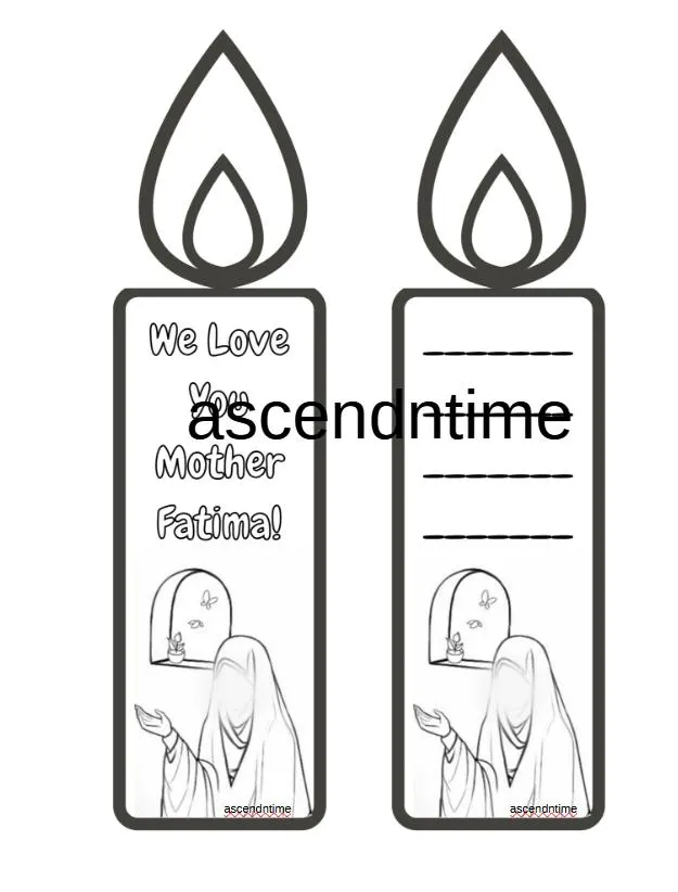 Candle Template Craft for Sayeda Fatima, Fatimiya digital, Coloring, shia, Sayeda Fatima, يا فاطمة ,فاطمية للأطفال, Fatimiya