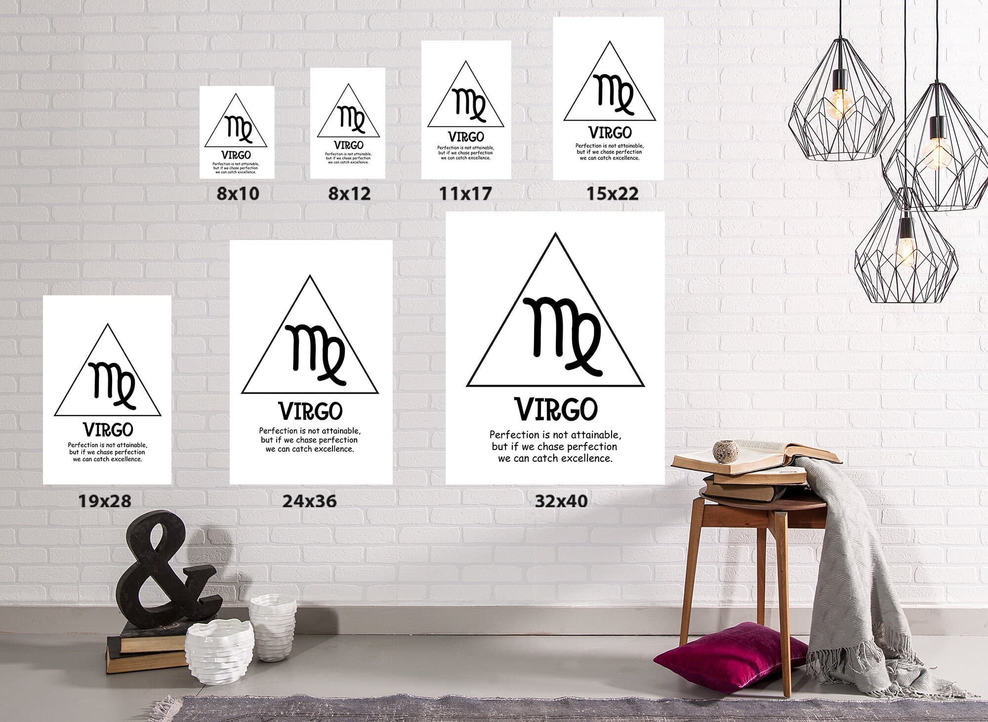 White Virgo Zodiac Sign Poster Zodiac Virgo Art Inspiration Virgo Zodiac Sign Original Gift Home Wall Art - image 4