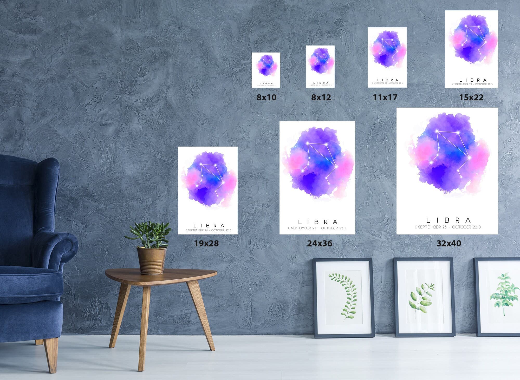 Zodiac Sign Map Libra Poster Zodiac Star Map Art Unique Gift for Astrology Lover Libra Office & Home Wall Decor - image 4