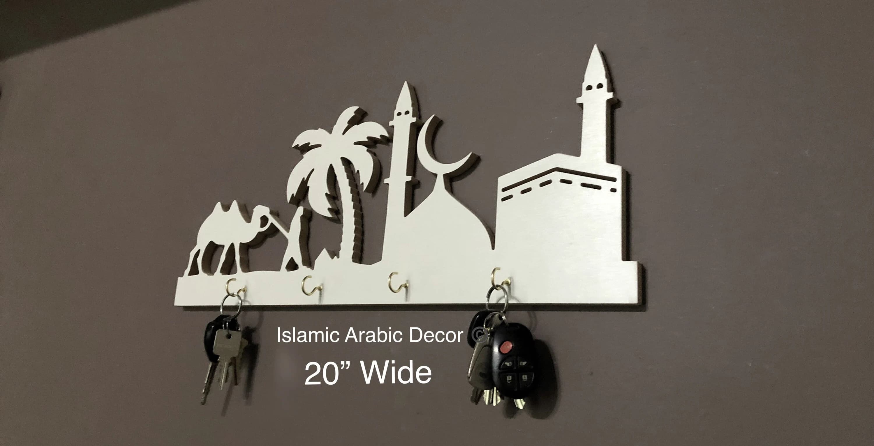 Makkah Madinah Keyholder: Islamic Wall Art, Arabic Home Decor