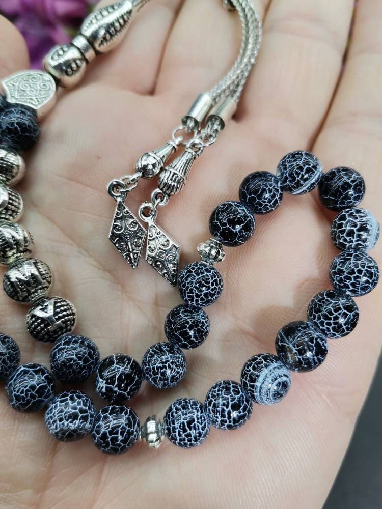 Personalized Black Agate Tasbih: 33 Islamic Prayer Beads - image 5