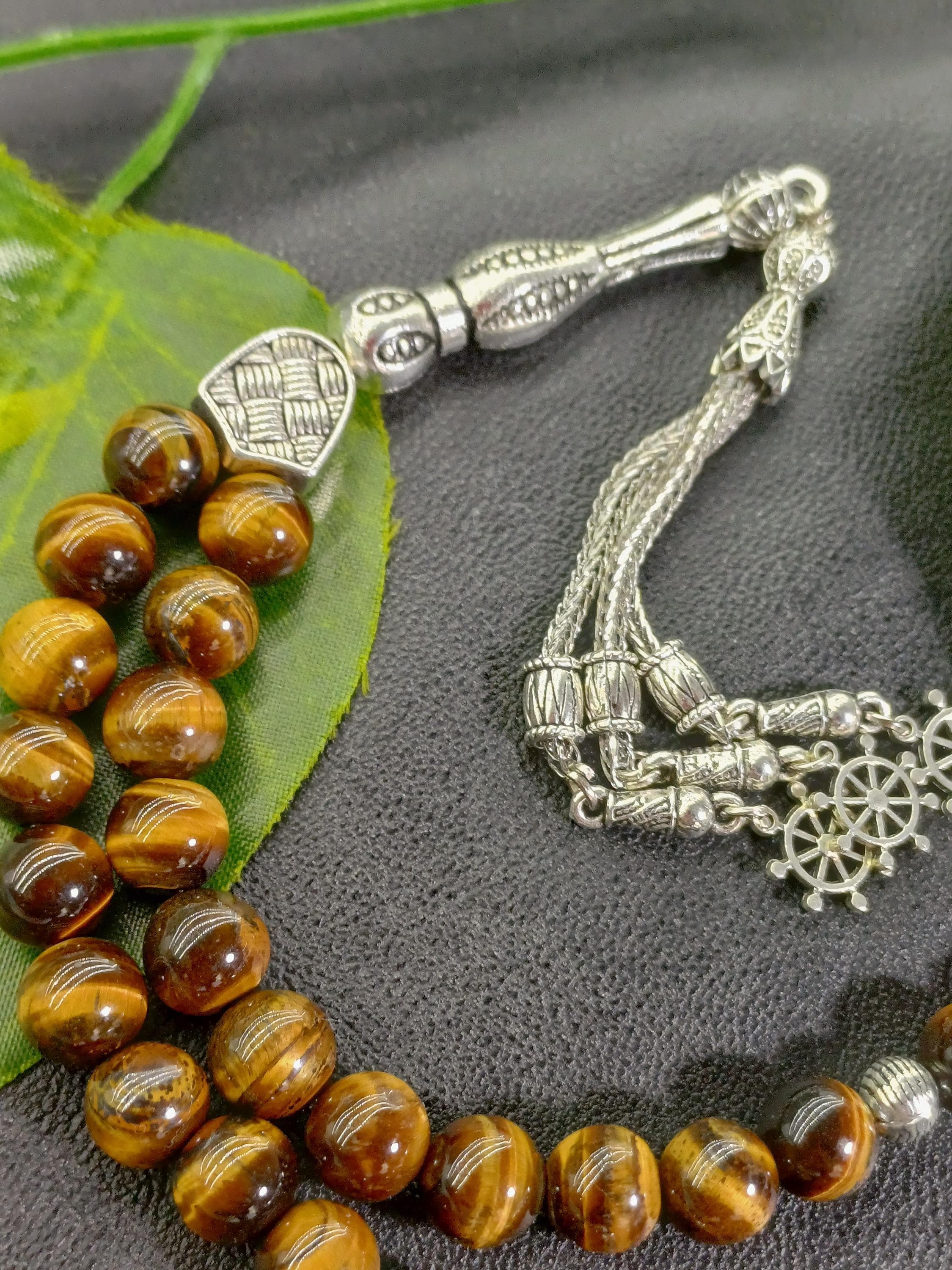 Tigers Eye Prayer Beads with Custom Wooden Box, Fathers Day Gift - image 4