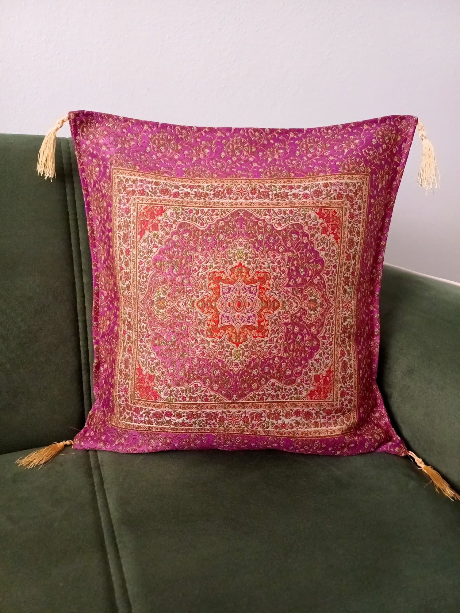 Anatolian Ottoman Pillow, Traditional Turkish Pillow, Pink Rug Patterned Cushion, Kilim Pattern Coach Pillow, Authentic Chenille Pillow - image 5