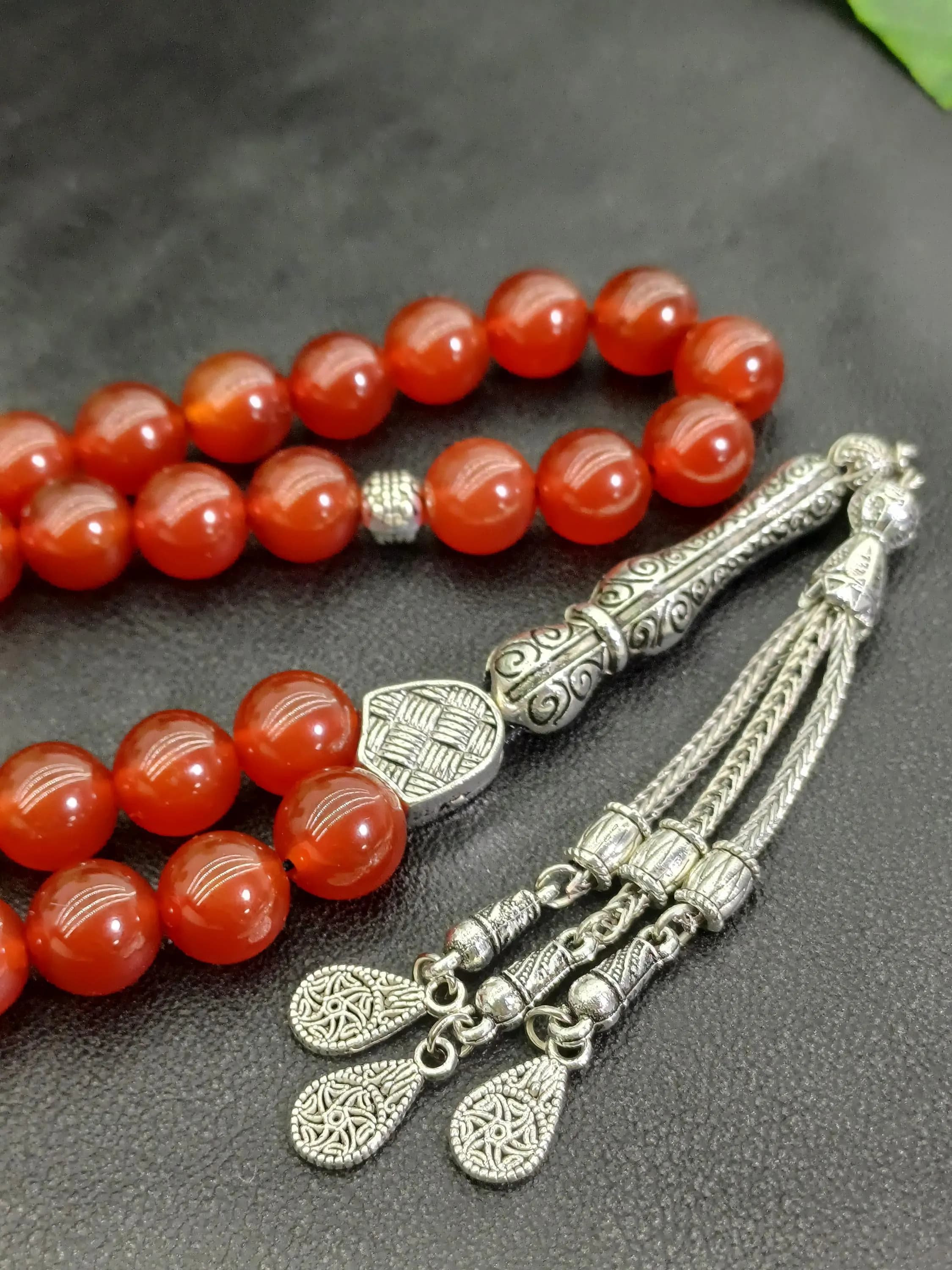 Luxury Carnelian Agate Prayer Beads: 10 mm Yemen Aqeeq Tasbih, Certificate of Authenticity Included - image 4