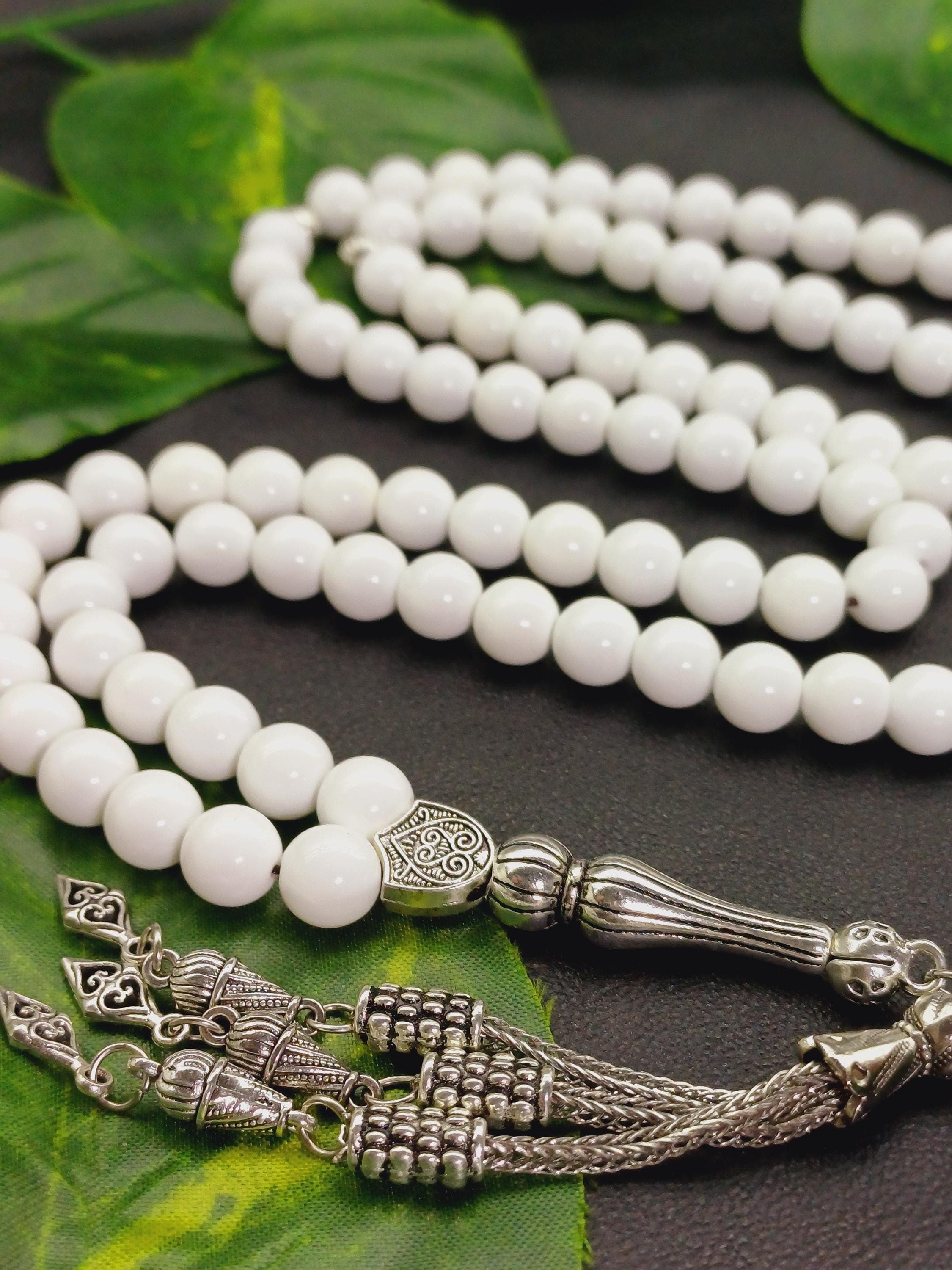 Mother of Pearl Tasbih: 99 White Islamic Prayer Beads, Muslim Ramadan Gift - image 5