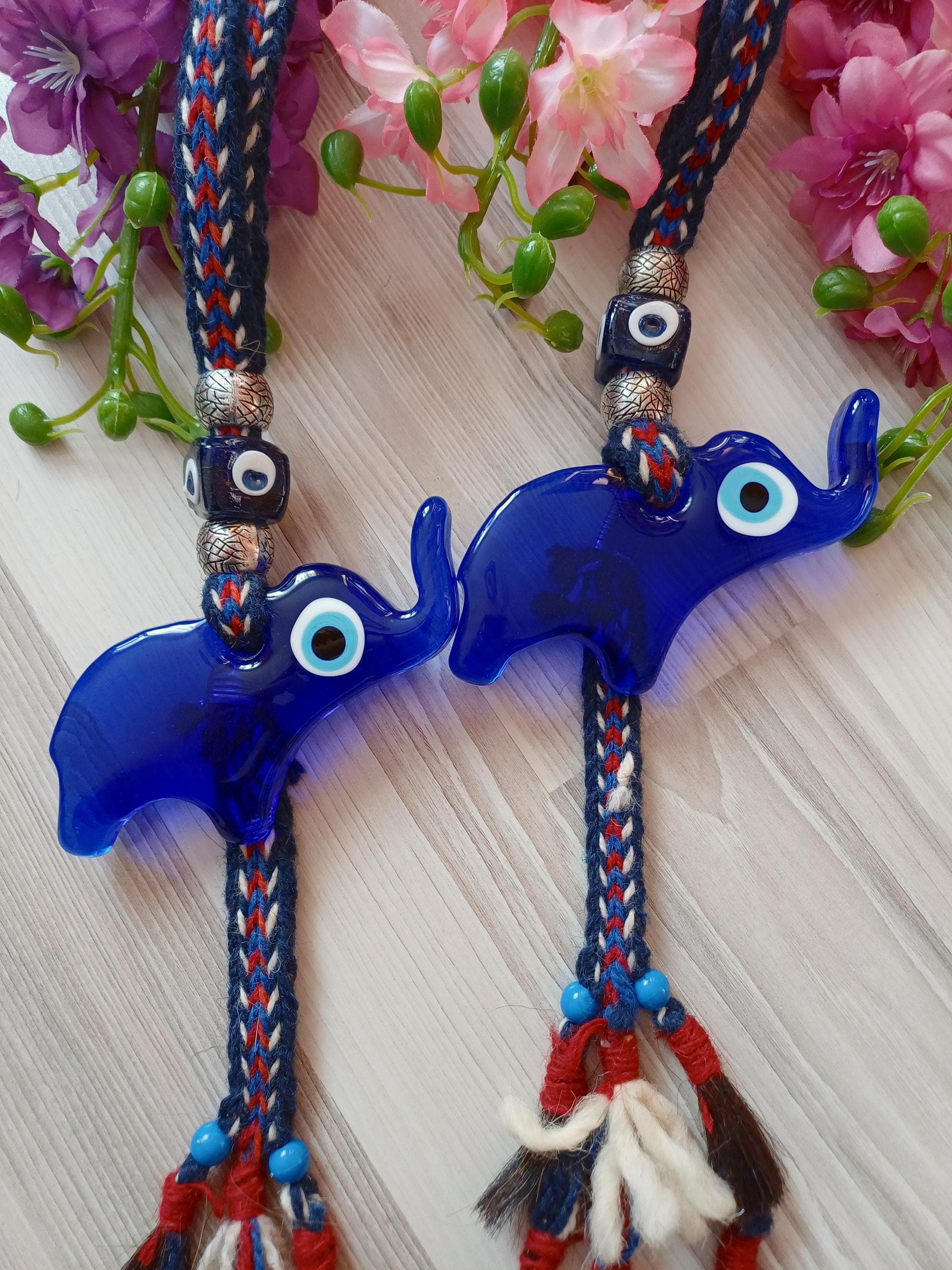 Elephant Evil Eye Wall Hanging, Blue Home Amulet - image 4