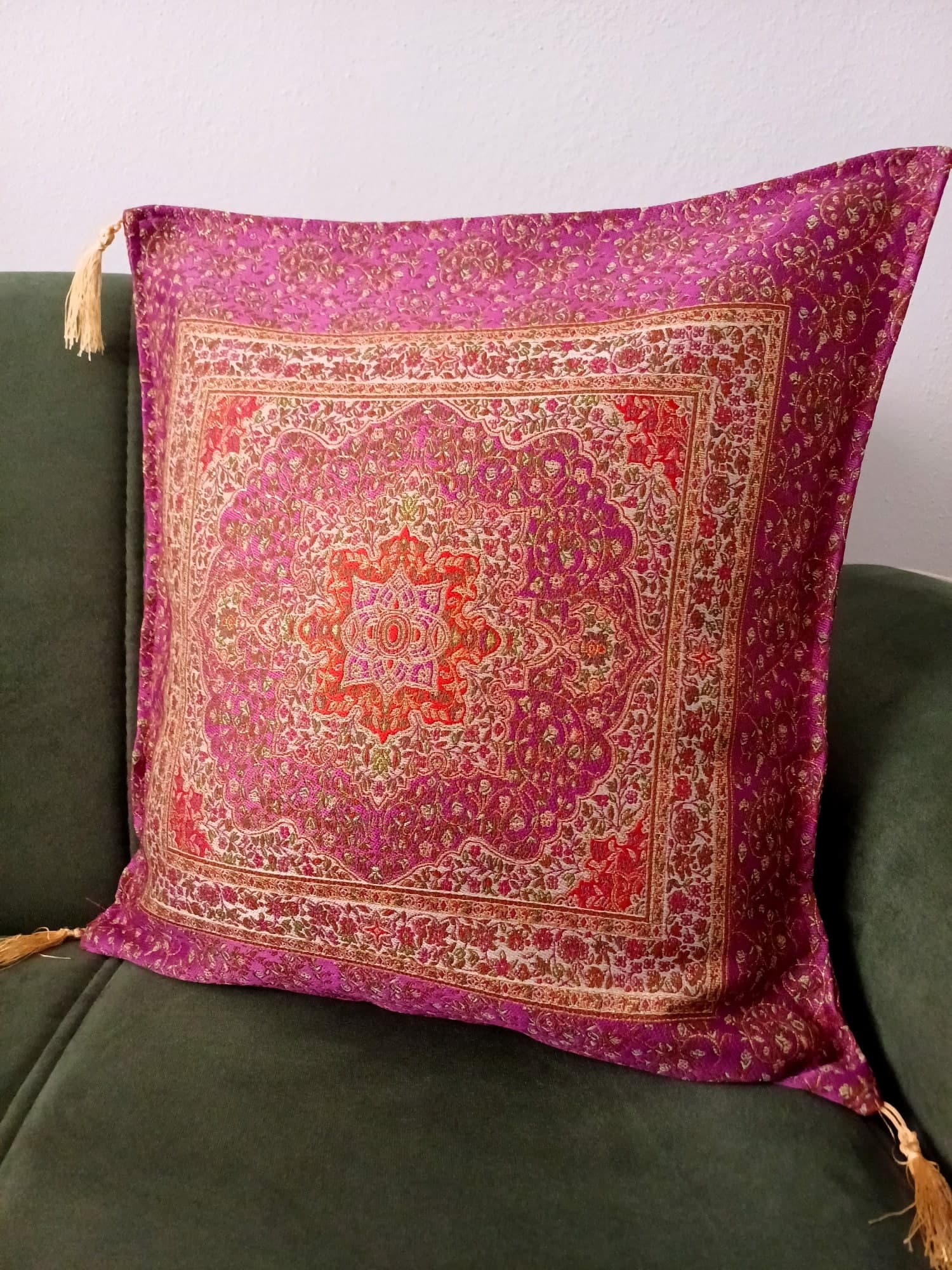 Anatolian Ottoman Pillow, Traditional Turkish Pillow, Pink Rug Patterned Cushion, Kilim Pattern Coach Pillow, Authentic Chenille Pillow - image 4