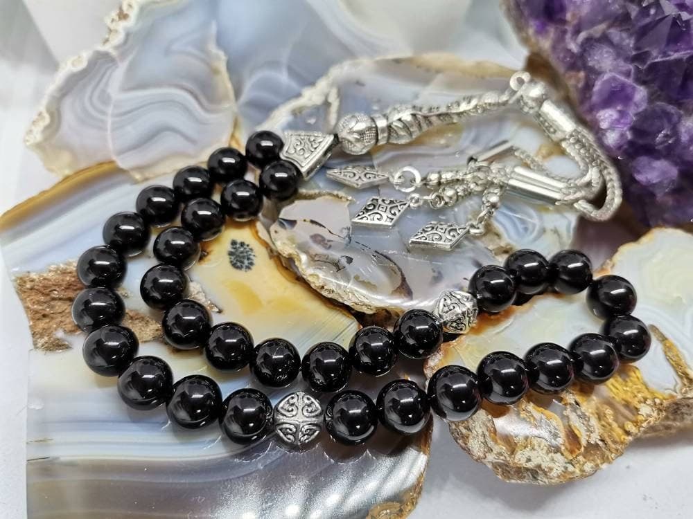 Black Onyx Tasbih: 33-Bead Turkish Prayer Beads, Islamic Rosary - image 4