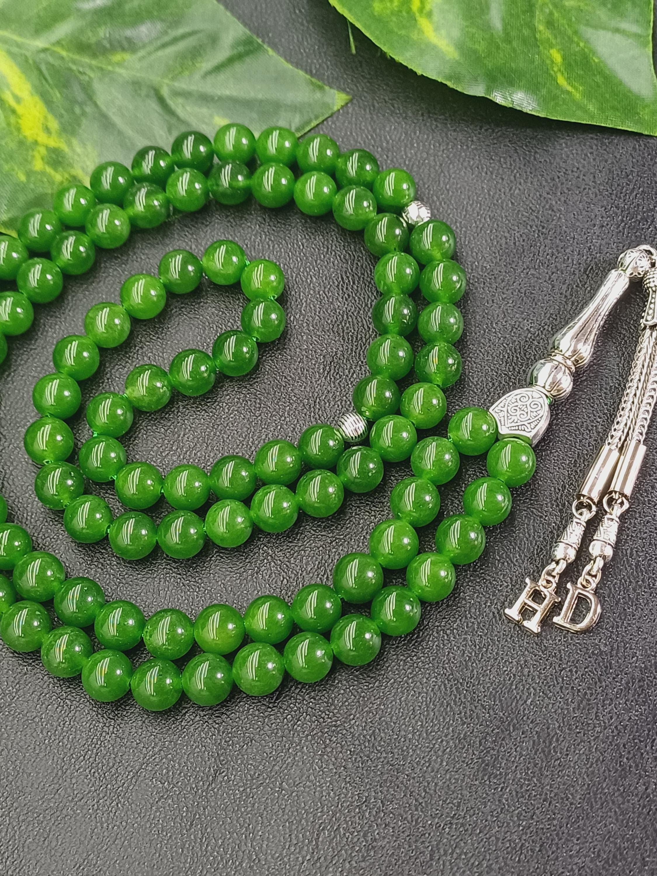 Custom 99 Green Jade Tasbih: Personalized Gemstone Rosary - image 4