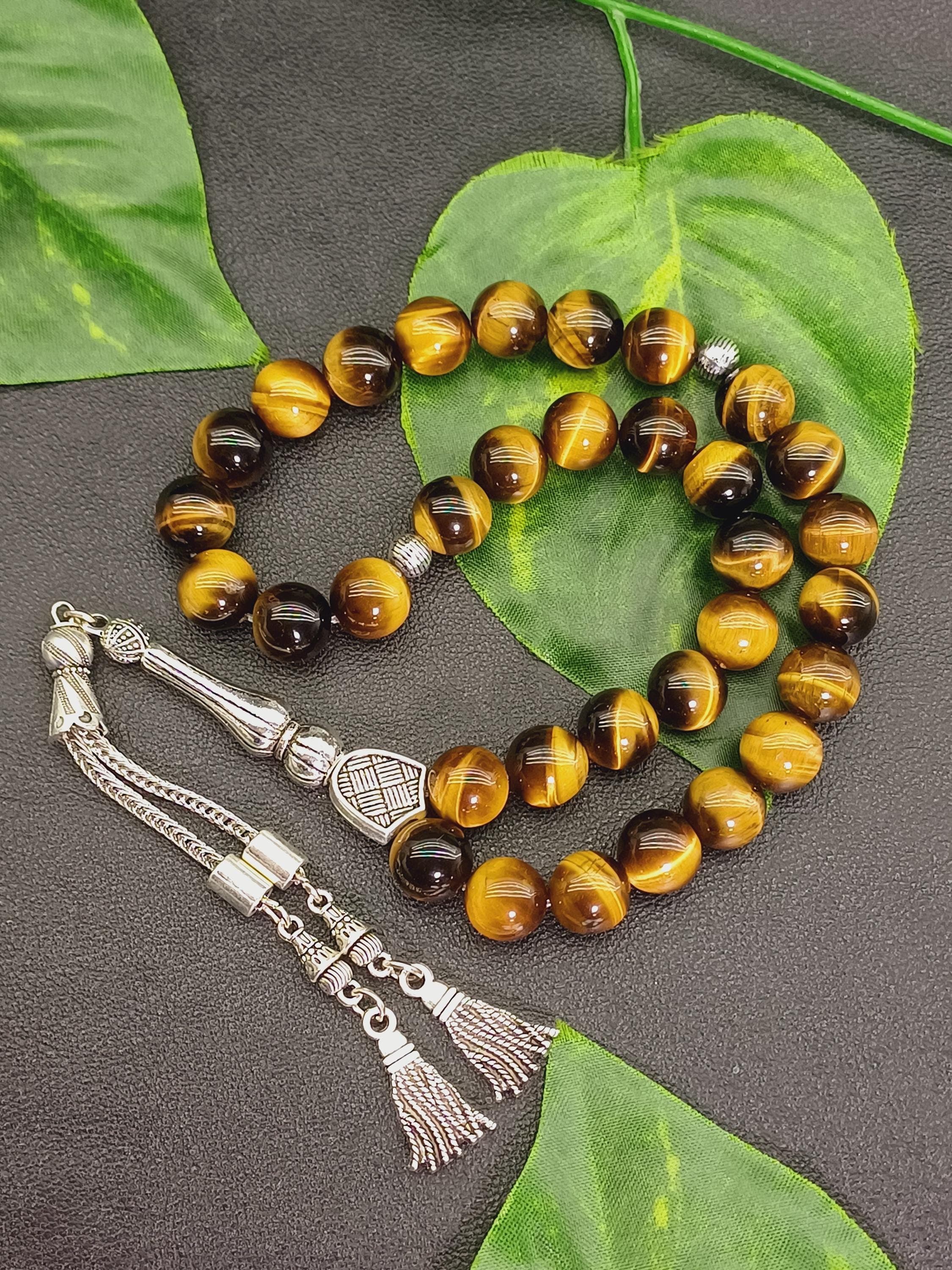 Tiger Eye Tasbih Prayer Beads, Islamic Misbaha, Gemstone Worry Beads - image 5