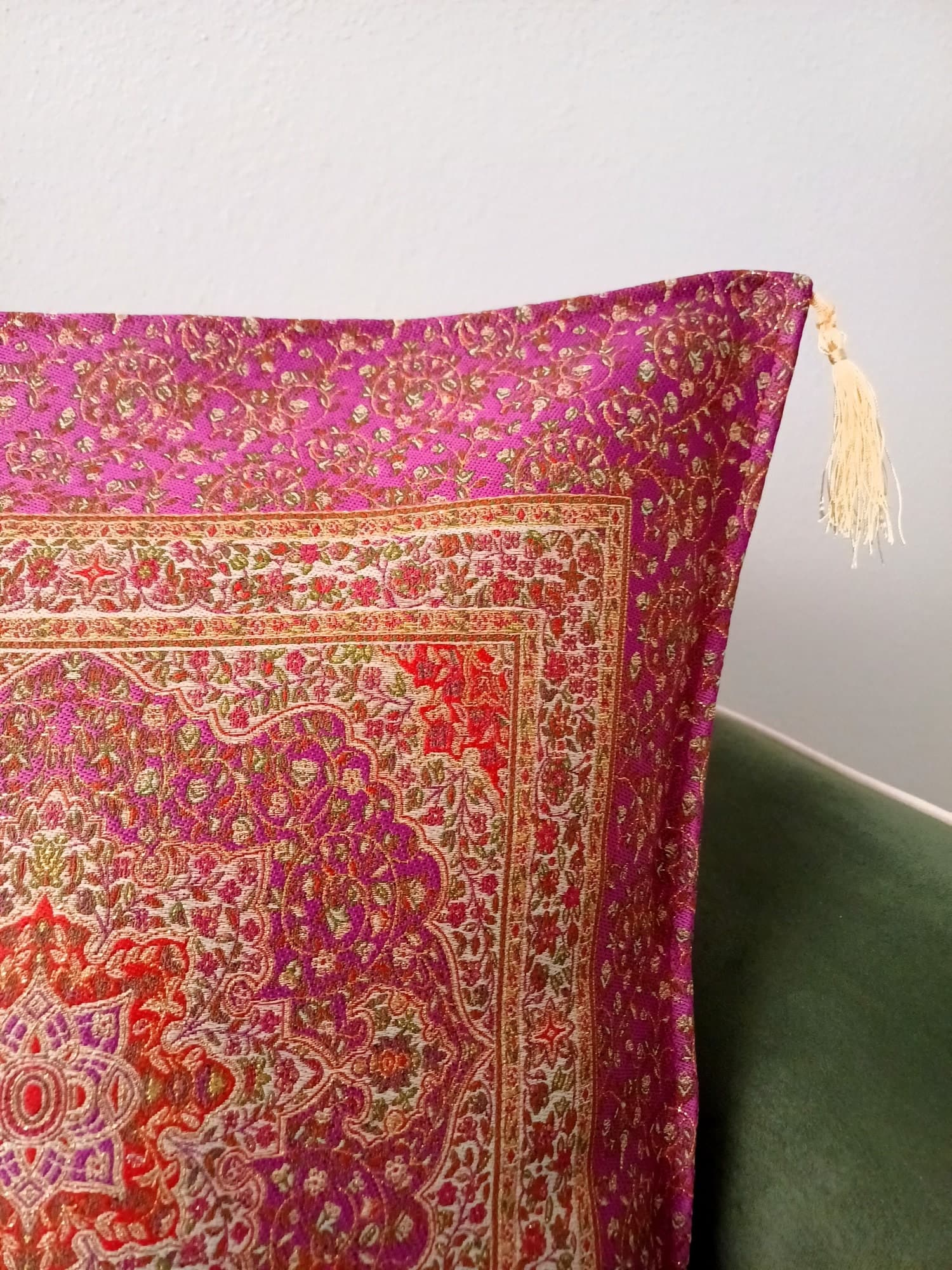 Anatolian Ottoman Pillow, Traditional Turkish Pillow, Pink Rug Patterned Cushion, Kilim Pattern Coach Pillow, Authentic Chenille Pillow - image 3