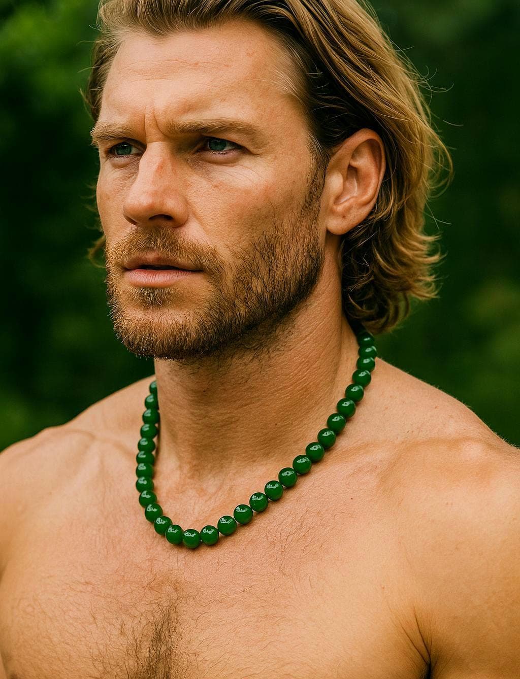 Green Jade Beaded Necklace, Natural Gemstone Choker Necklace Gift - image 4