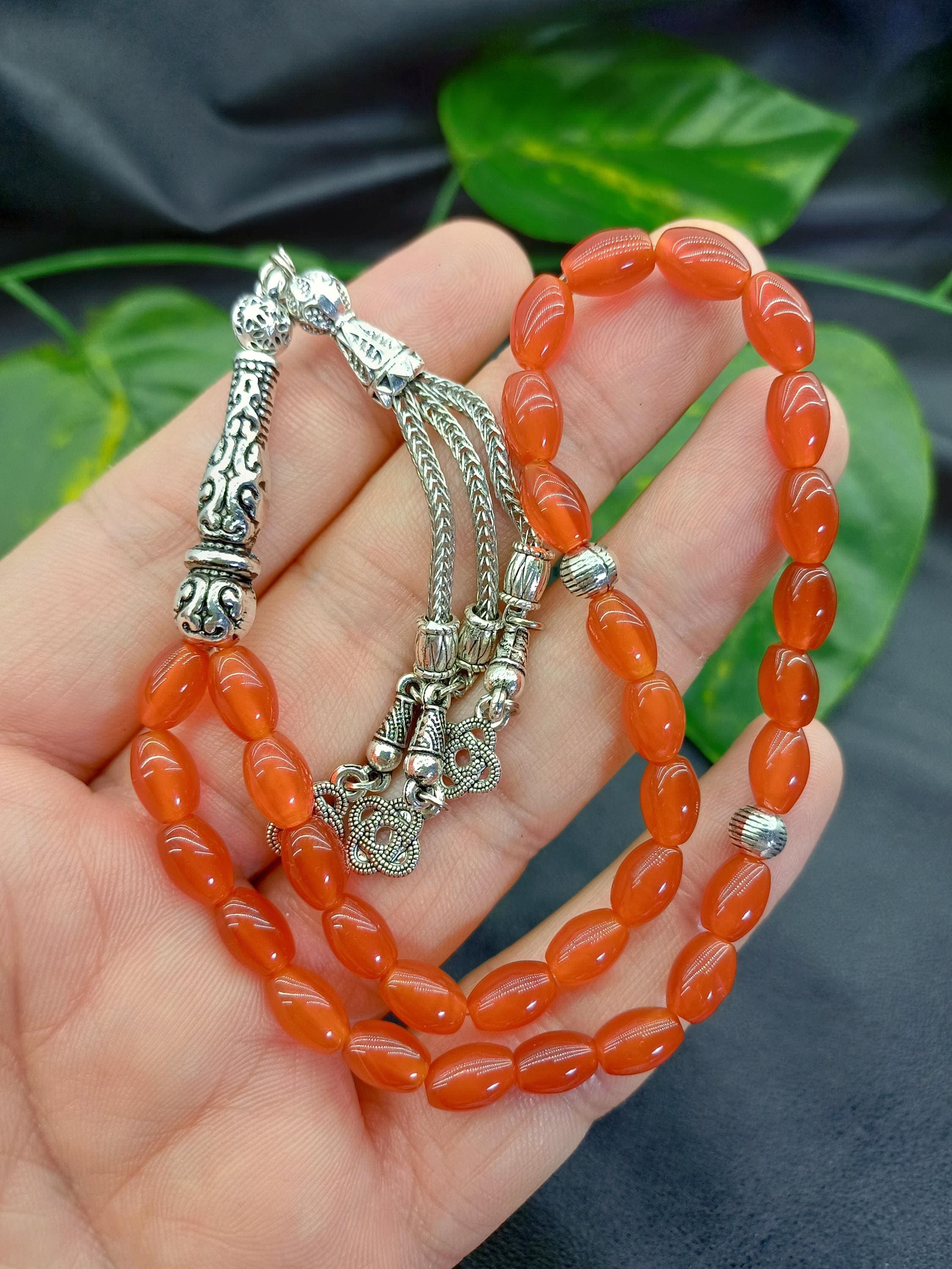 Carnelian Agate Tasbih: Turkish Prayer Beads, 33 Islamic Rosary - image 4