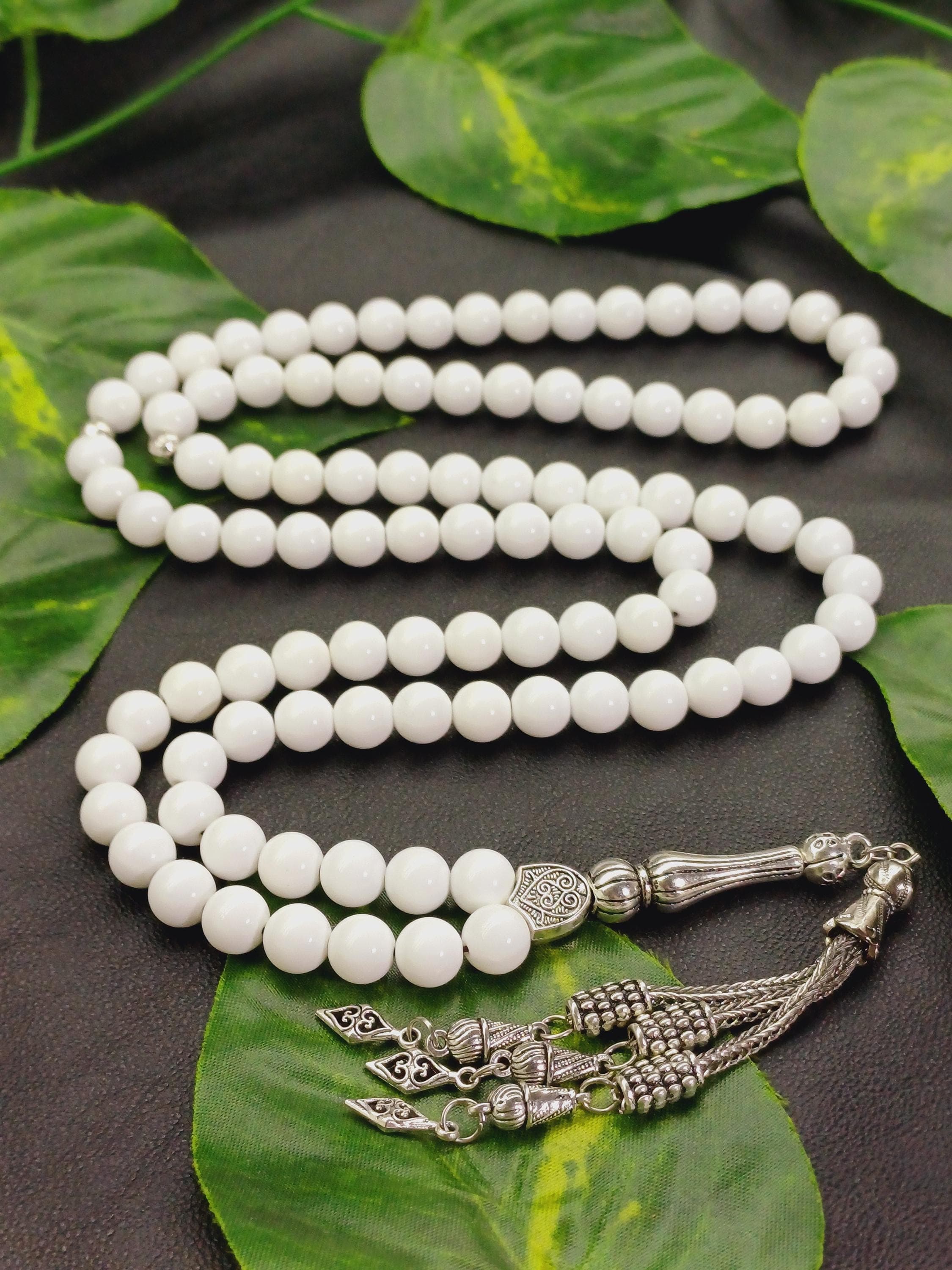 Mother of Pearl Tasbih: 99 White Islamic Prayer Beads, Muslim Ramadan Gift - image 4