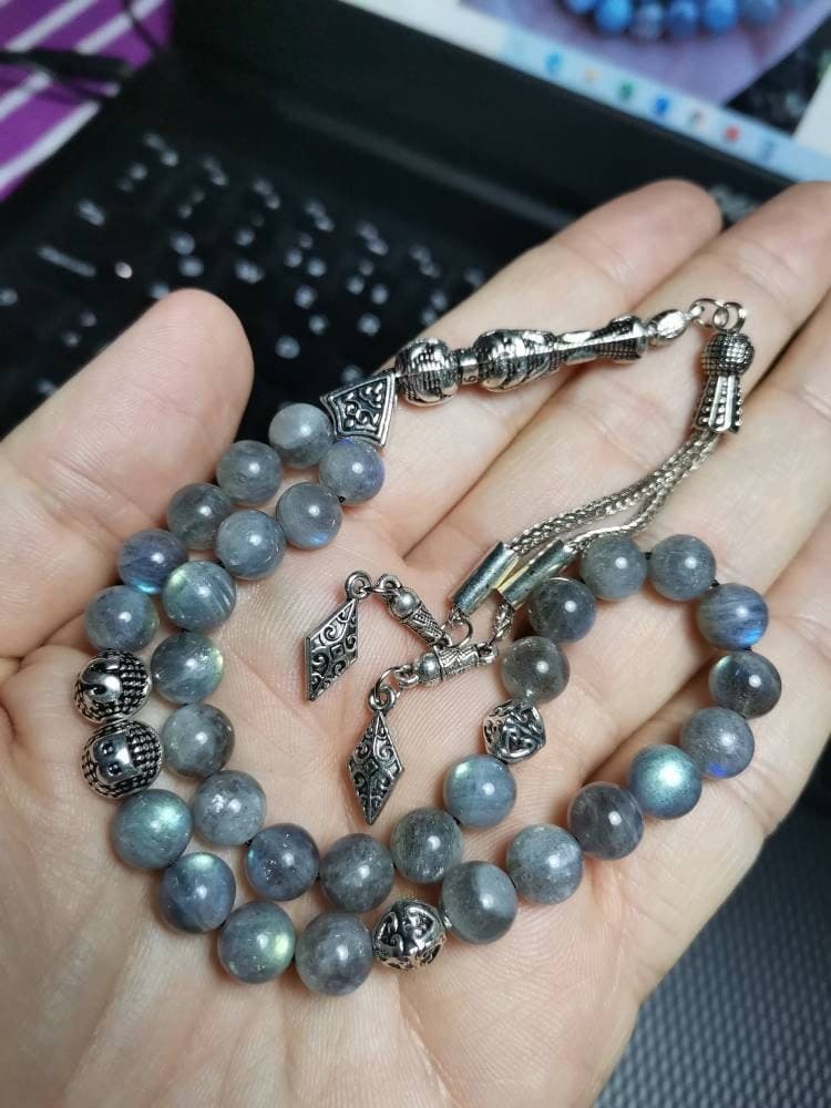 Custom Labradorite Tasbih: 33-Bead Islamic Prayer Beads - image 4