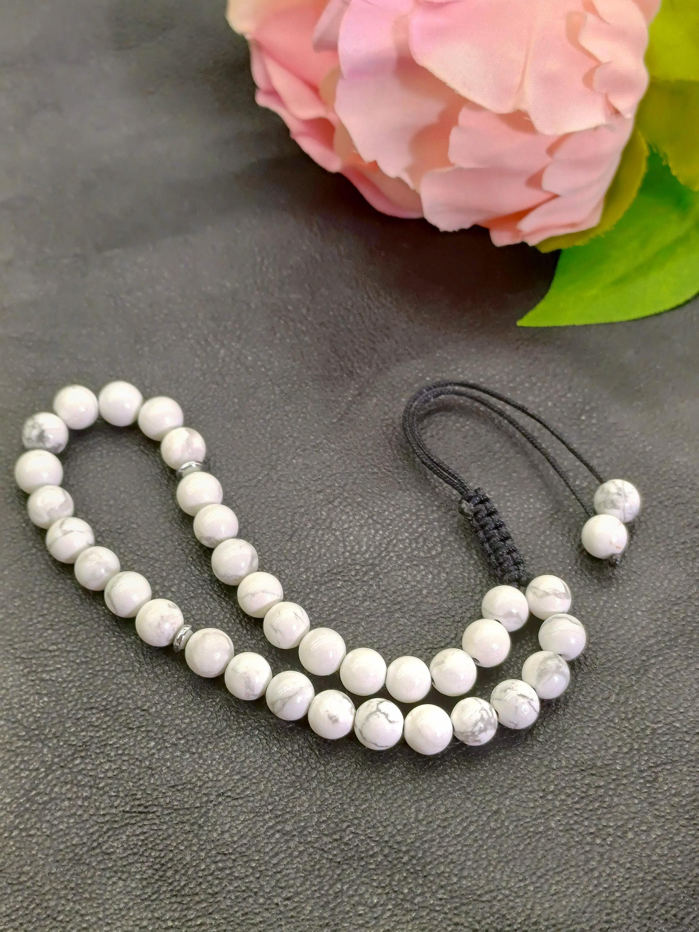Howlite 33 Bead Tasbih Bracelet, White Gemstone Misbaha - image 5