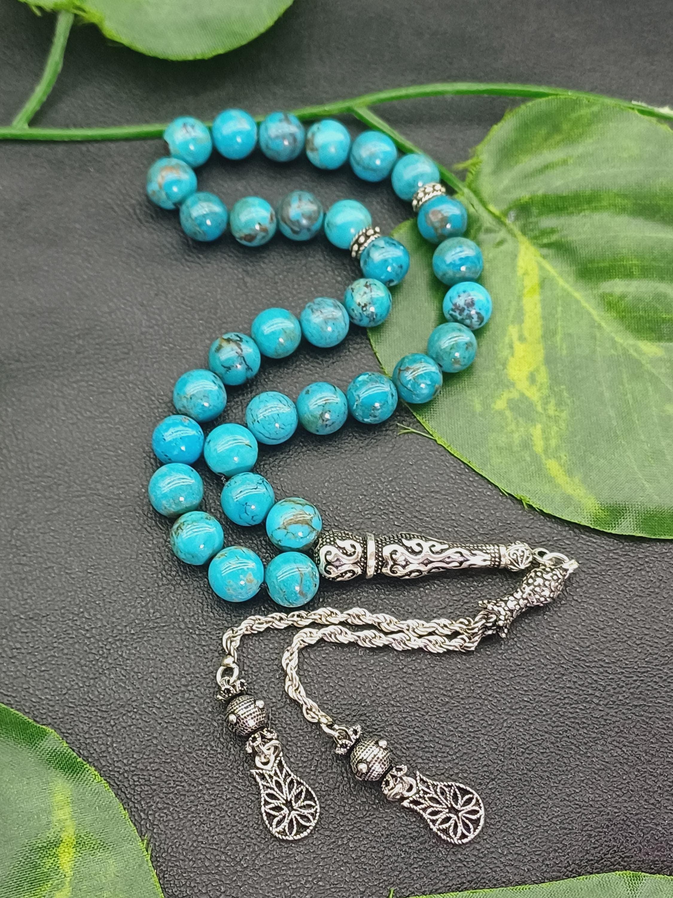 925 Silver Original Turquoise Tasbih: 33-Bead Islamic Prayer Beads - image 5