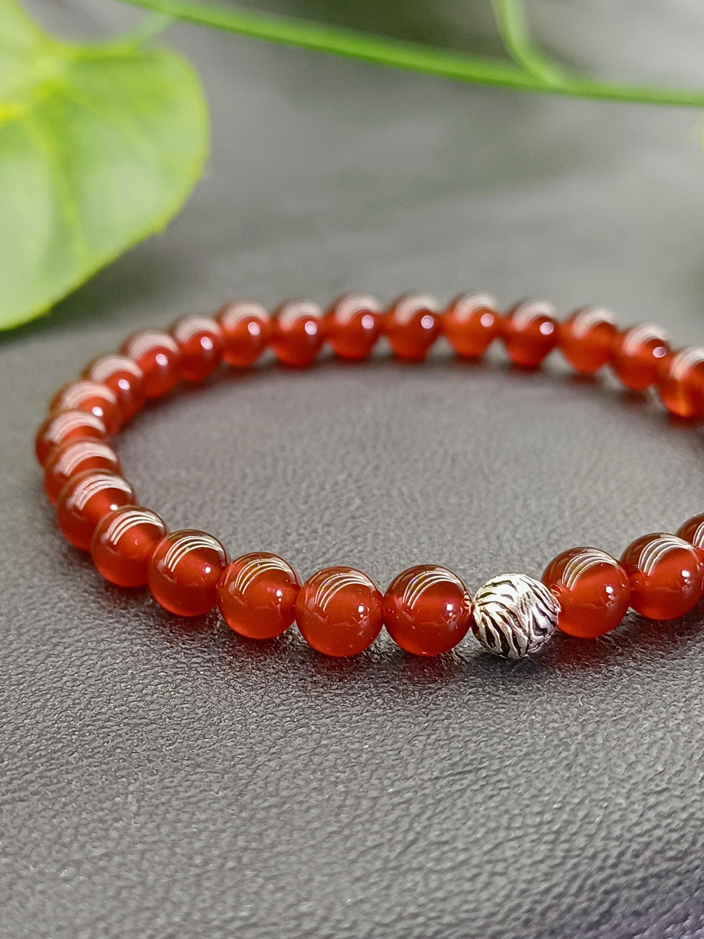 925k Silver Carnelian Agate Bracelet, Red Yemen Aqeeq Bracelet - image 5