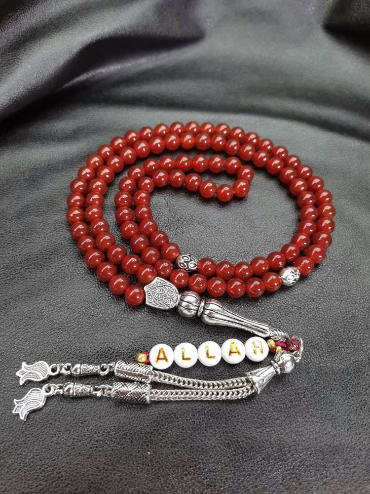 Personalized Carnelian Agate Tasbih: 99-Bead Islamic Prayer Beads - image 4