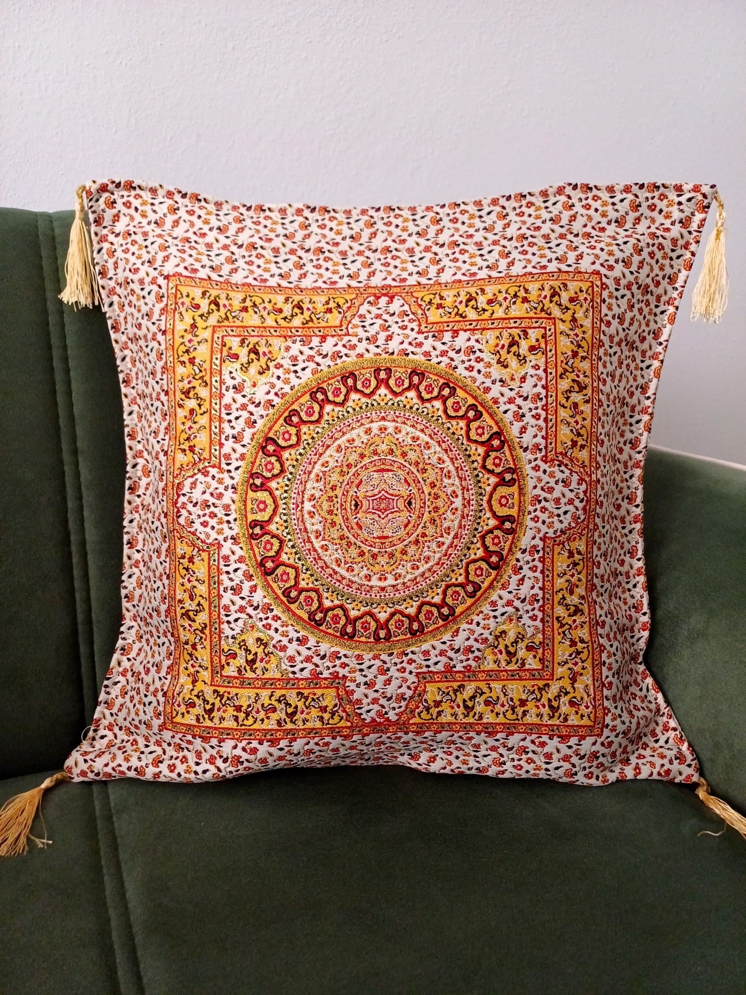 Anatolian Ottoman Pillow, Traditional Turkish Pillow, Beige Rug Patterned Cushion, Kilim Pattern Coach Pillow, Authentic Chenille Pillow - image 3