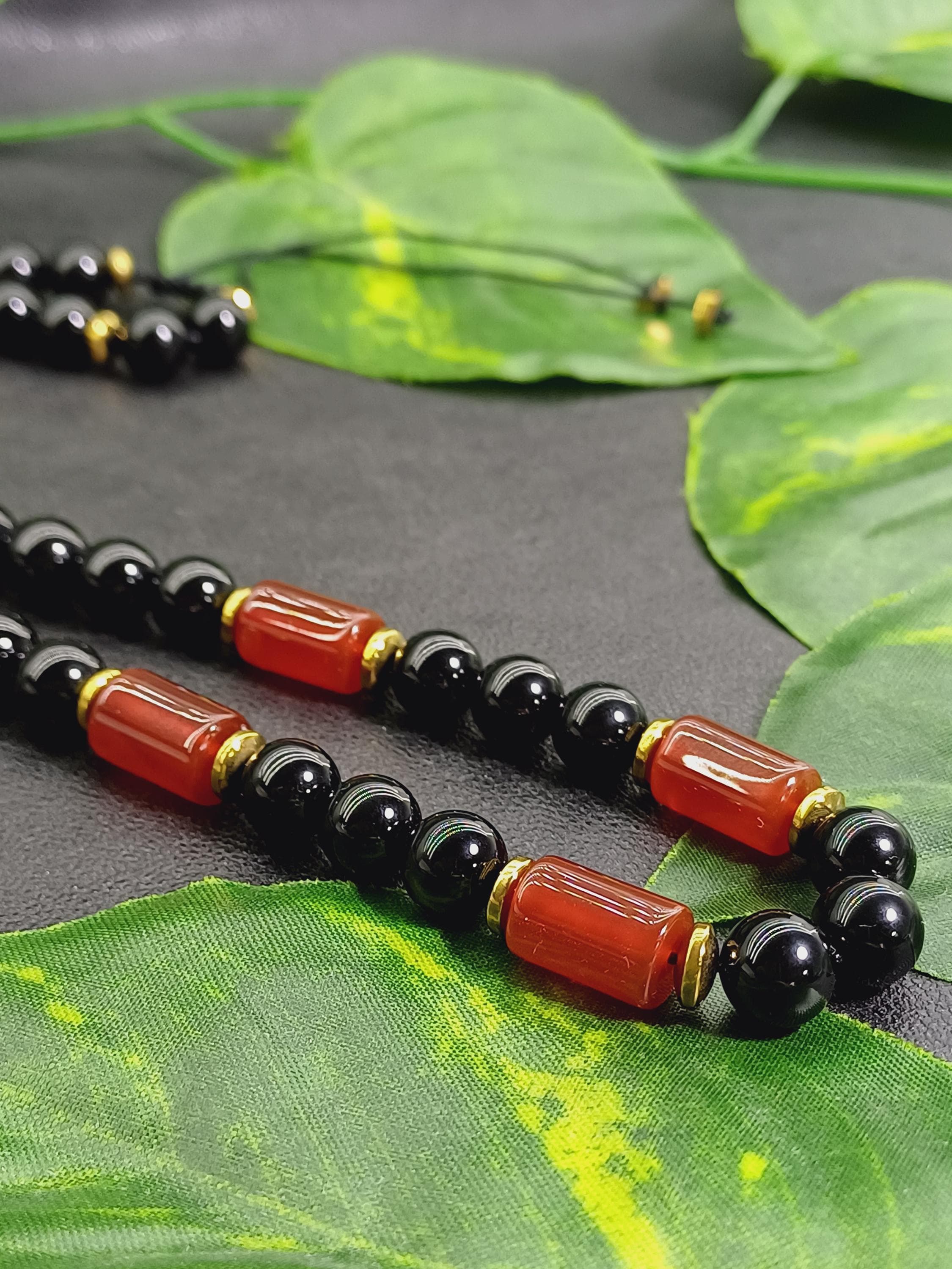 Yemeni Agate Onyx Necklace: Carnelian Aqeeq Gemstone Men Necklace - image 4