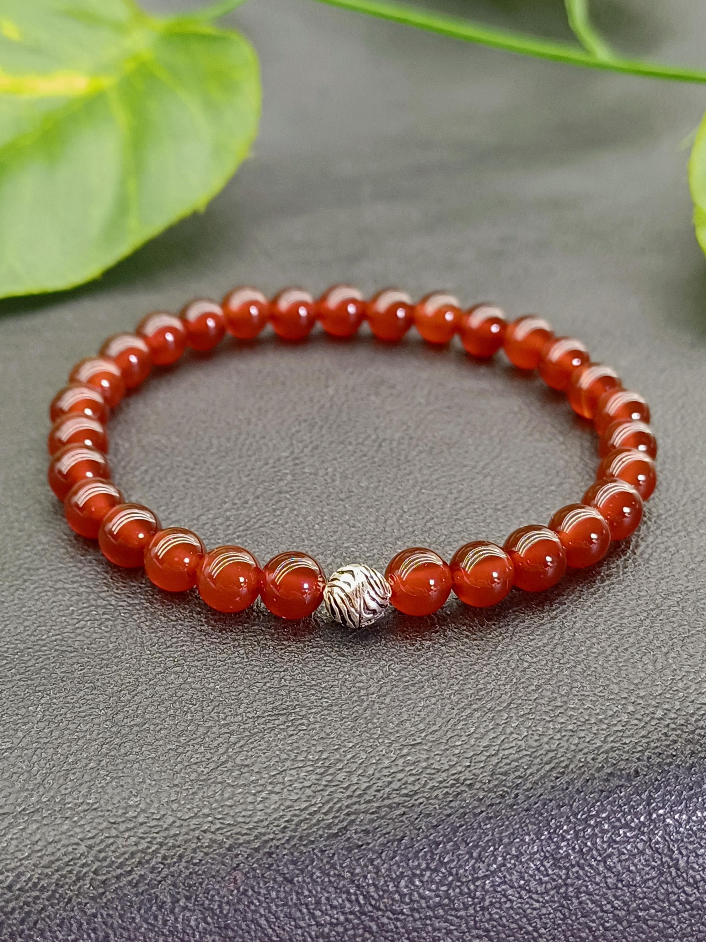 925k Silver Carnelian Agate Bracelet, Red Yemen Aqeeq Bracelet - image 4