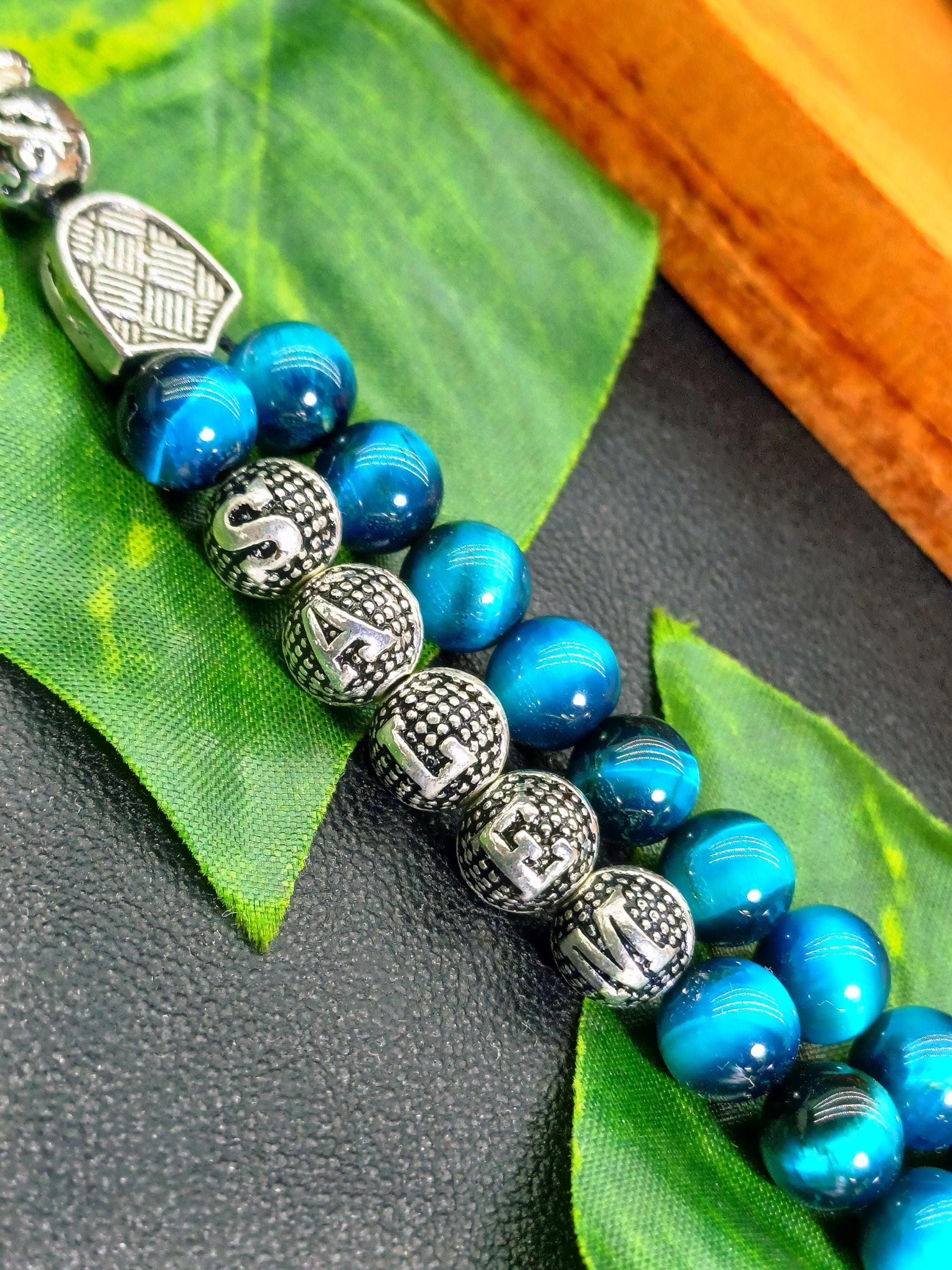 Personalized Blue Tigers Eye Tasbih: Islamic Prayer Beads, Muslim Gift - image 4
