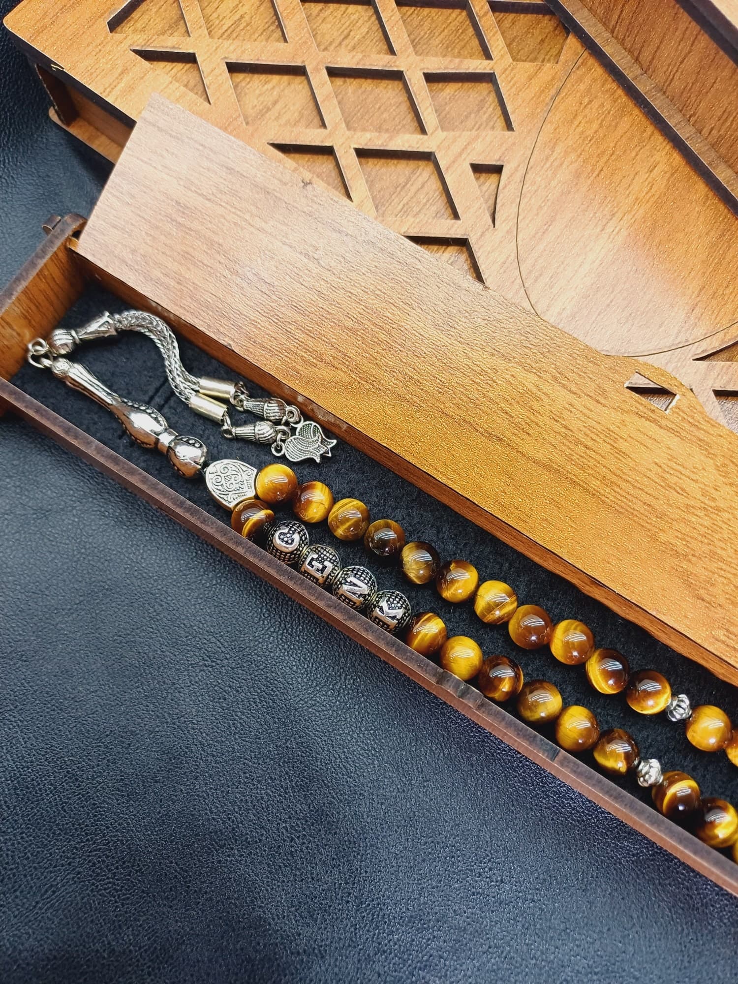 Personalized Tigers Eye Tasbih, Islamic Prayer Beads, Muslim Gift
