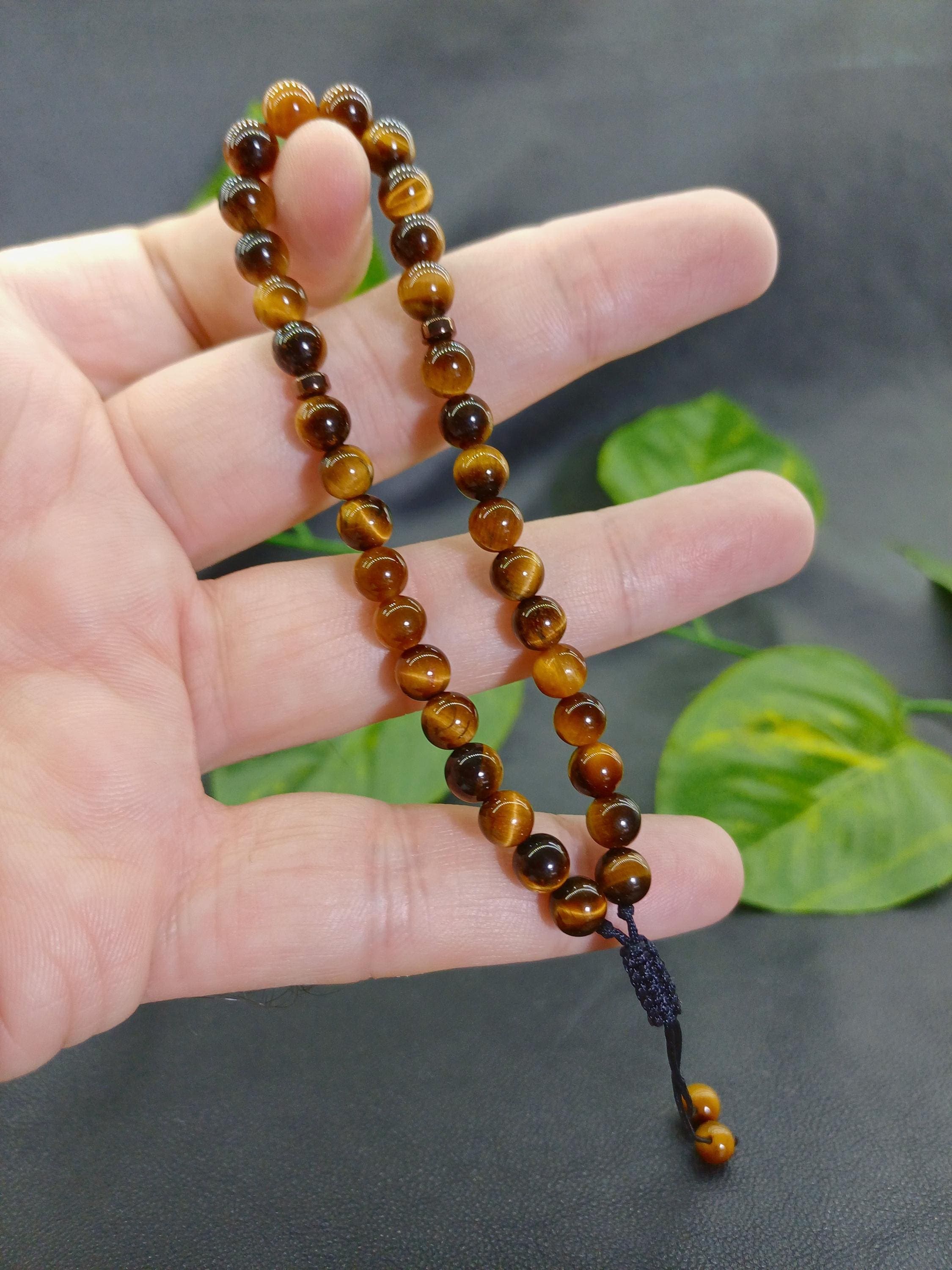 Tigers Eye 33 Bead Tasbih Bracelet, Real Gemstone Prayer Beads - image 5