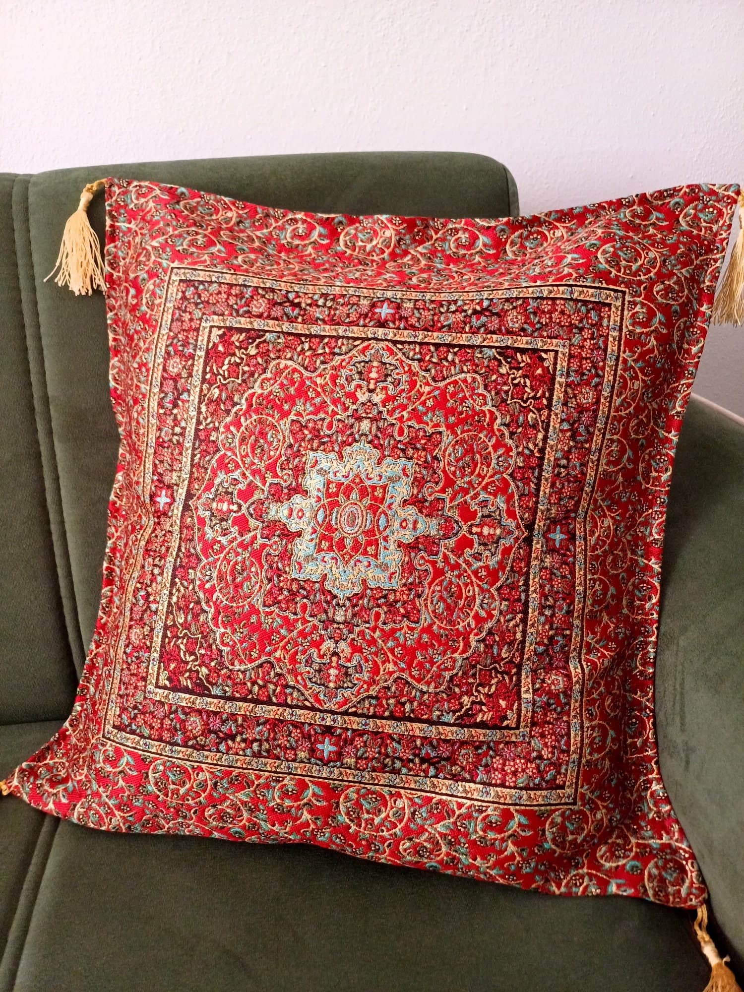 Traditional Turkish Pillow, Rug Patterned Cushion, Anatolian Ottoman Pillow, Kilim Pattern Coach Pillow, Authentic Chenille Pillow - image 3