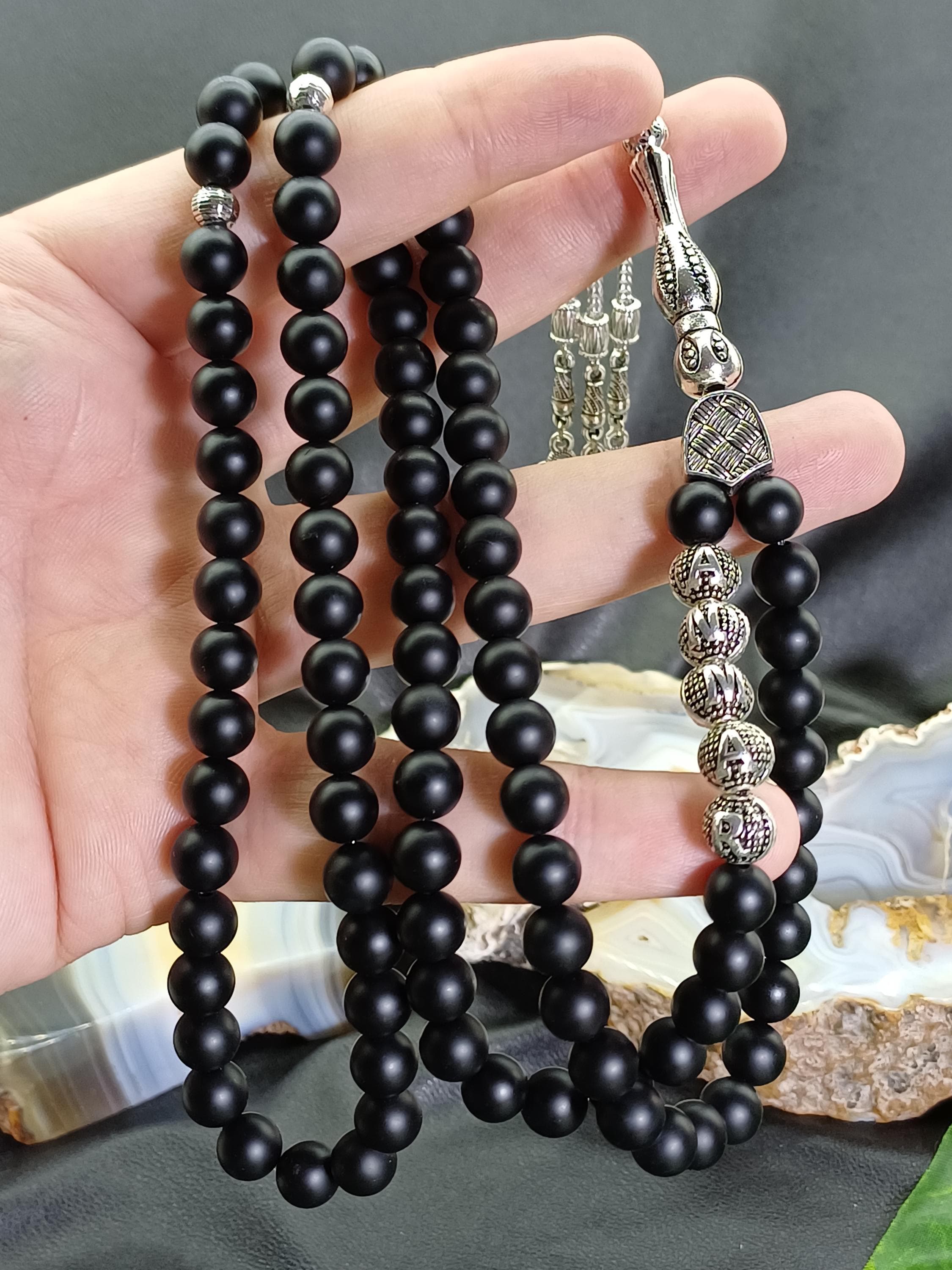 Personalized Black Onyx Tasbih: 99 Custom Onyx Islamic Prayer Beads - image 4