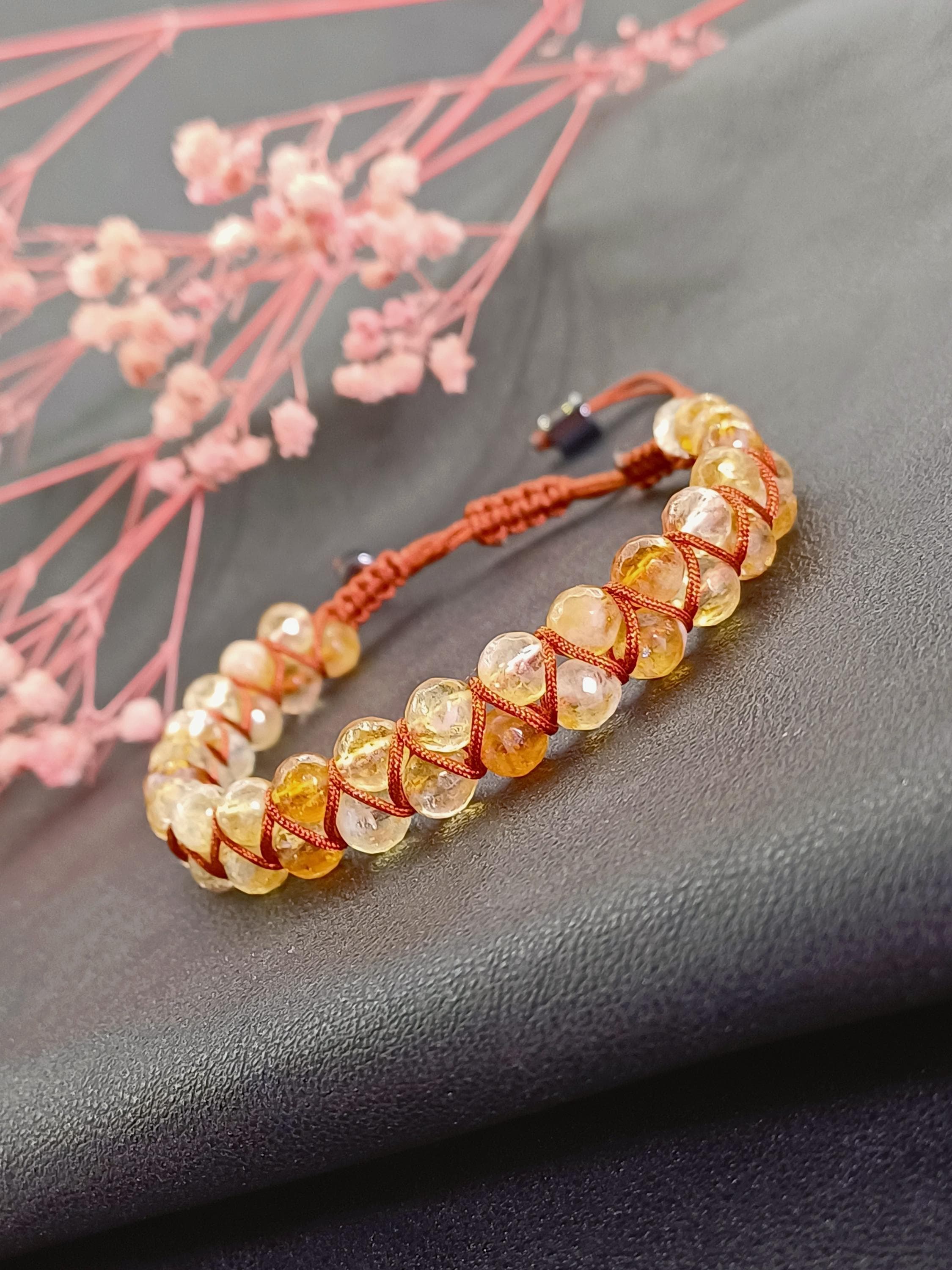 Handcrafted Double Row Citrine Bracelet, Abundance Prosperity Macrame Jewelry - image 5