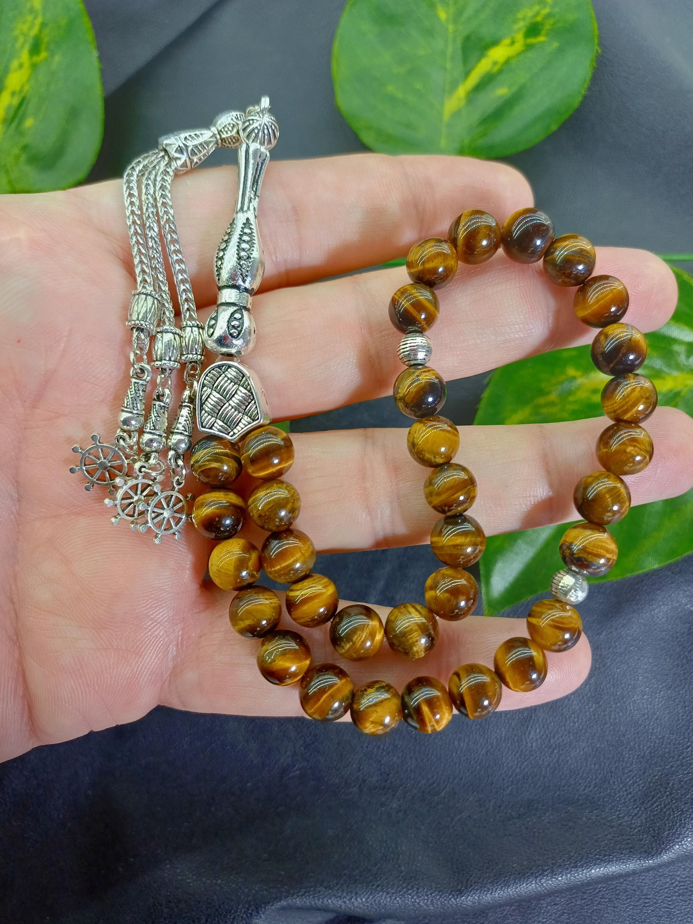 Tigers Eye Prayer Beads with Custom Wooden Box, Fathers Day Gift - image 5