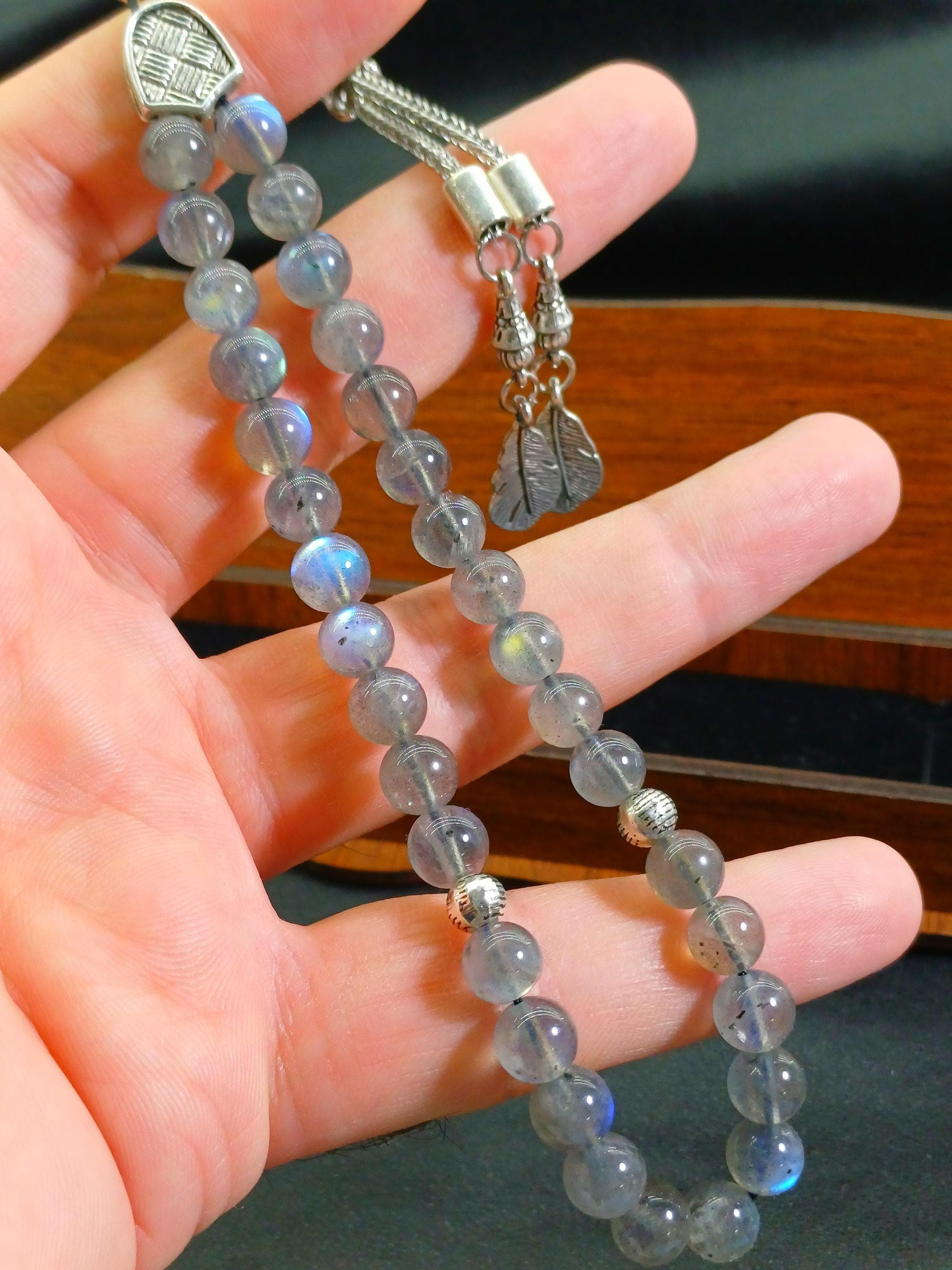 Labradorite Tasbih Prayer Beads: 33 Islamic Misbaha, Gemstone Rosary - image 5