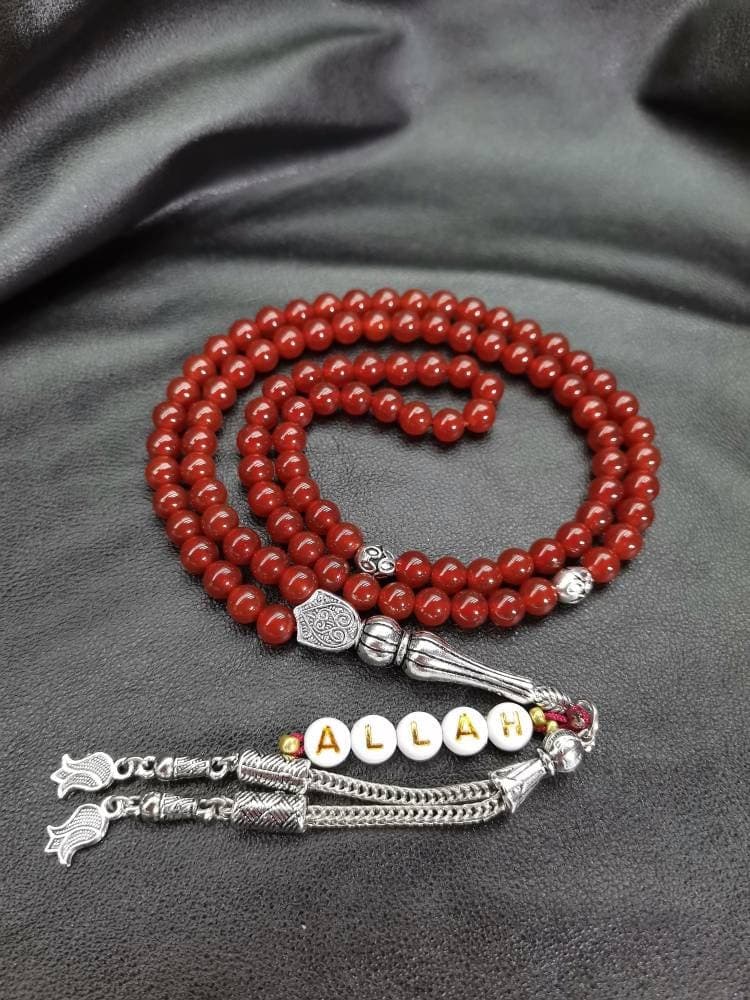 Personalized Carnelian Agate Tasbih: 99-Bead Islamic Prayer Beads - image 5