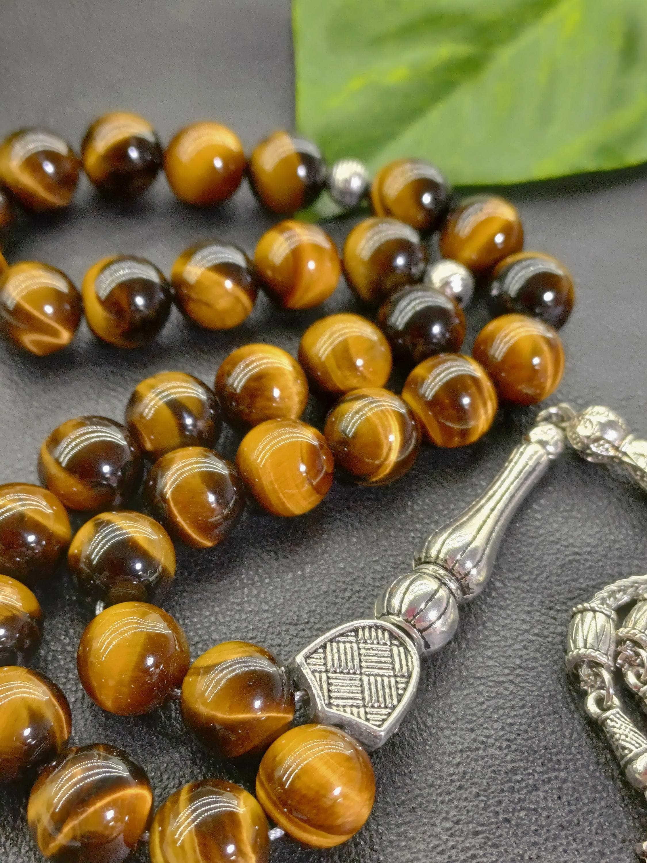 Personalized Tiger Eye Prayer Beads, Custom Initials & Heart Tassel Gift for Couples, Husband Wife Gift - image 5