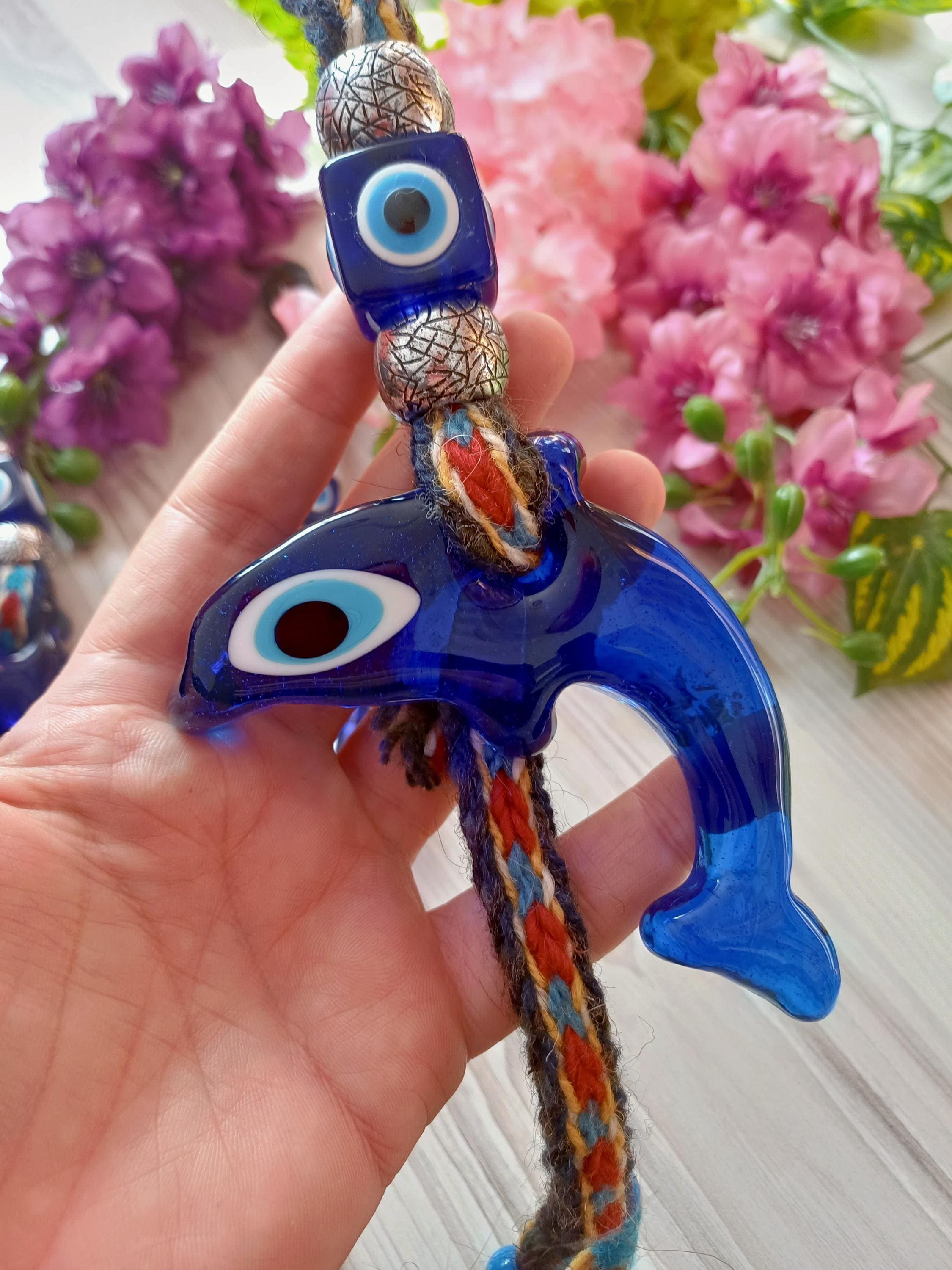 Dolphin Evil Eye Wall Hanging, Turkish Nazar Decor