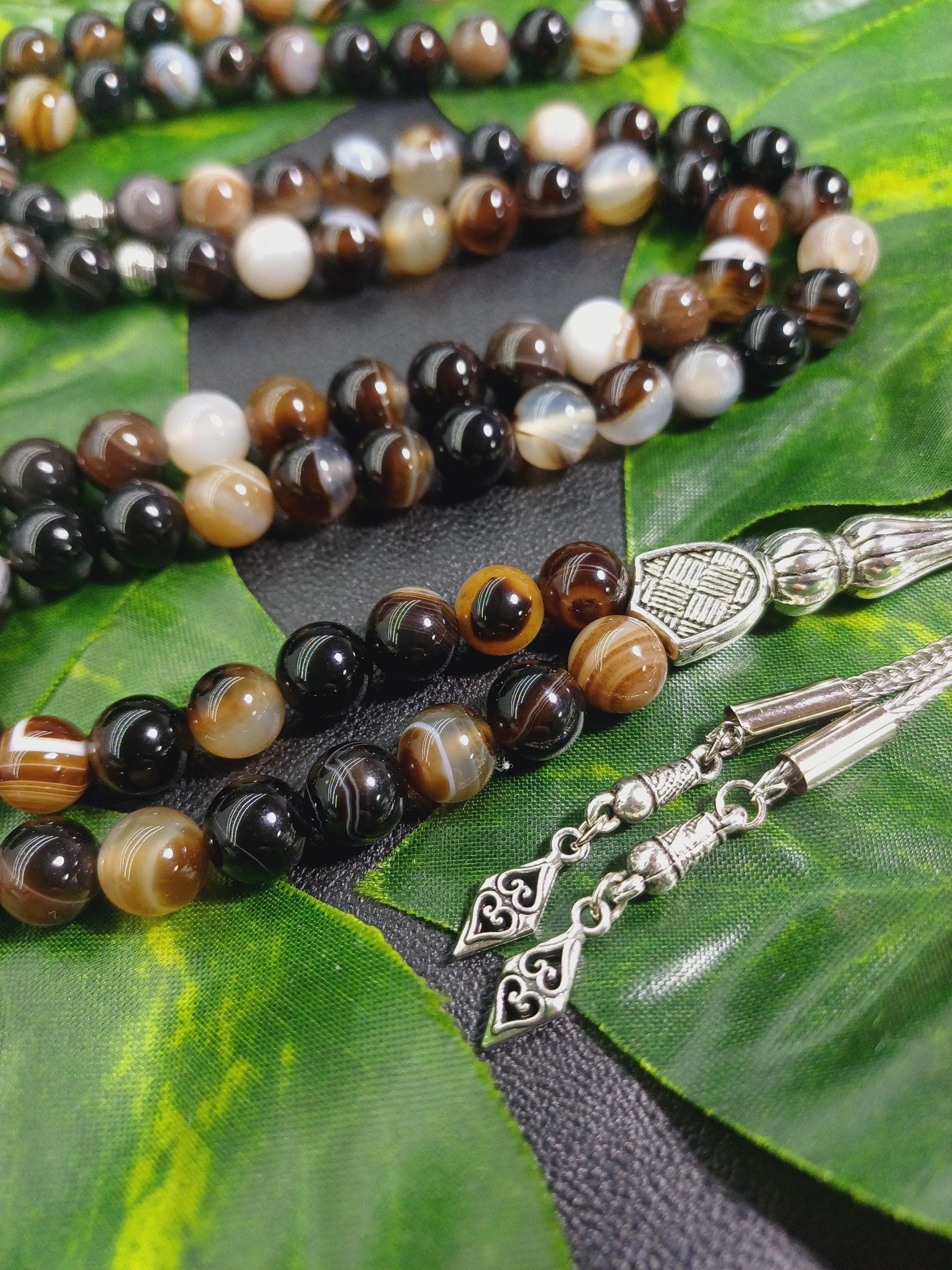 Brown Agate Tasbih: 99-Bead Islamic Prayer Beads, Ramadan Gift - image 4